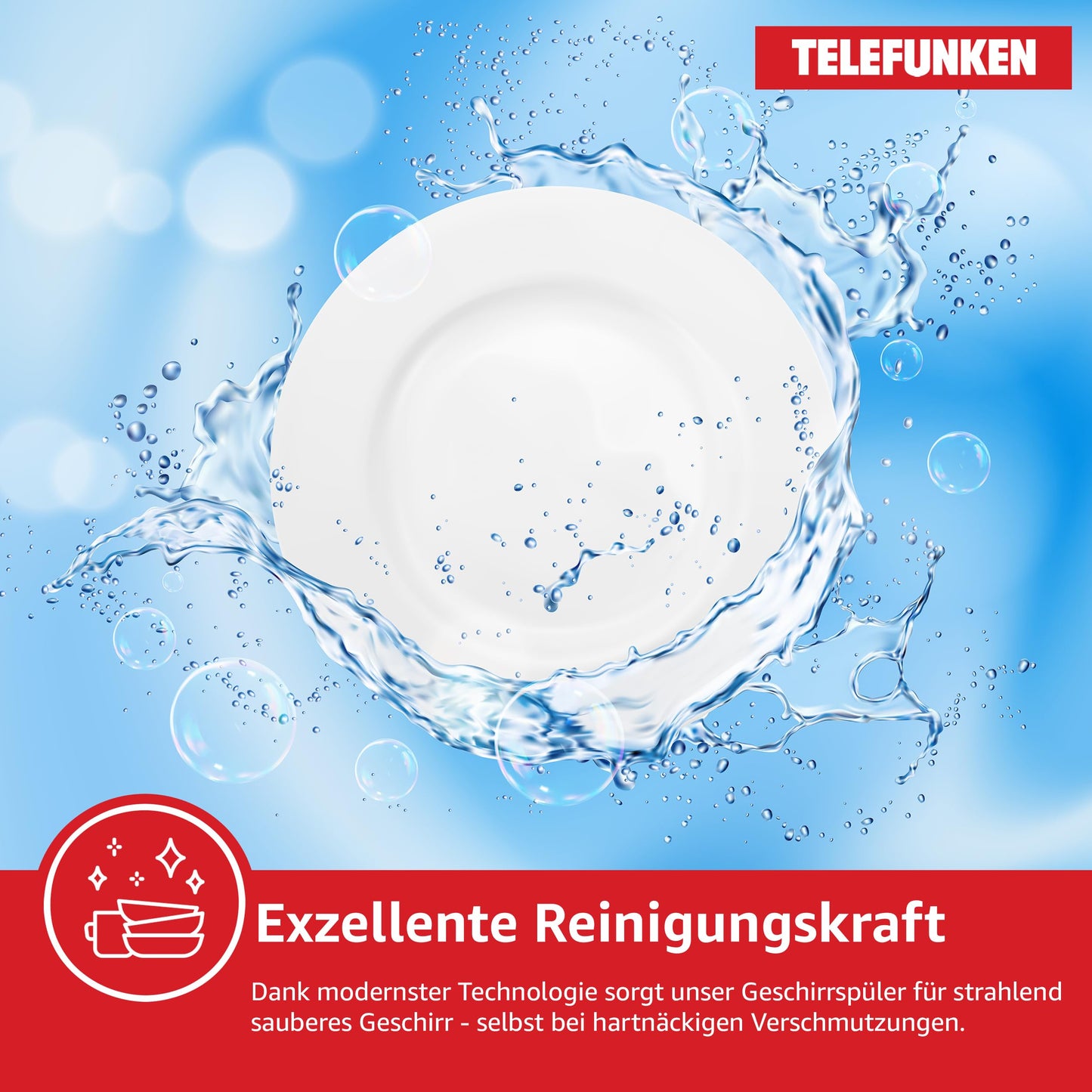 Telefunken Dishwasher Fully Integrated | Built-in Dishwasher 60 cm | 12 Place Settings | 9 Programmes | AquaStop - Protection Against Water Damage | Auto Door | Quiet 44 dB | Includes Cutlery Basket |
