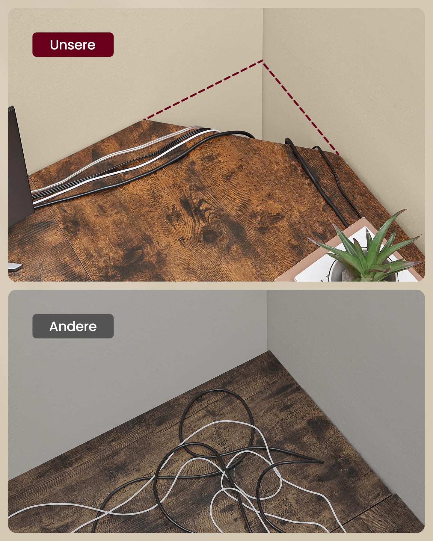 Vasagle L-Shaped Computer Desk, Corner Desk with 2 Shelves