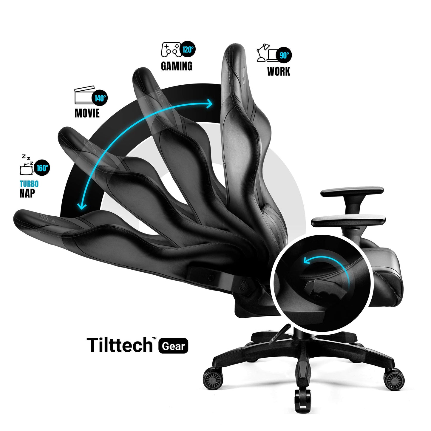 Diablo X-Horn Gaming Office Chair Desk Chair 3D Armrests Ergonomic Design Neck / Lumbar Cushion Imitation Leather Rocker Function