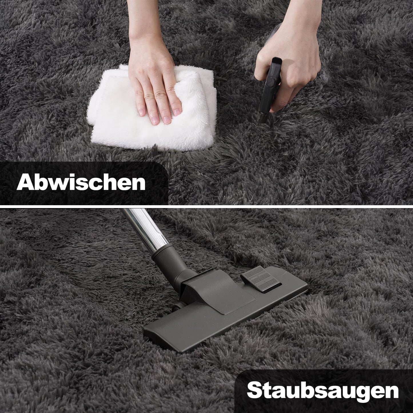 BSGIFT High Pile Rug, Grey, 160 x 230 cm, Shaggy Long Pile Fluffy Rug, Living Room, Modern Living Room Rug, Bed Rug, High-Pile Carpet, Non-Slip for Bedroom, Children's Room