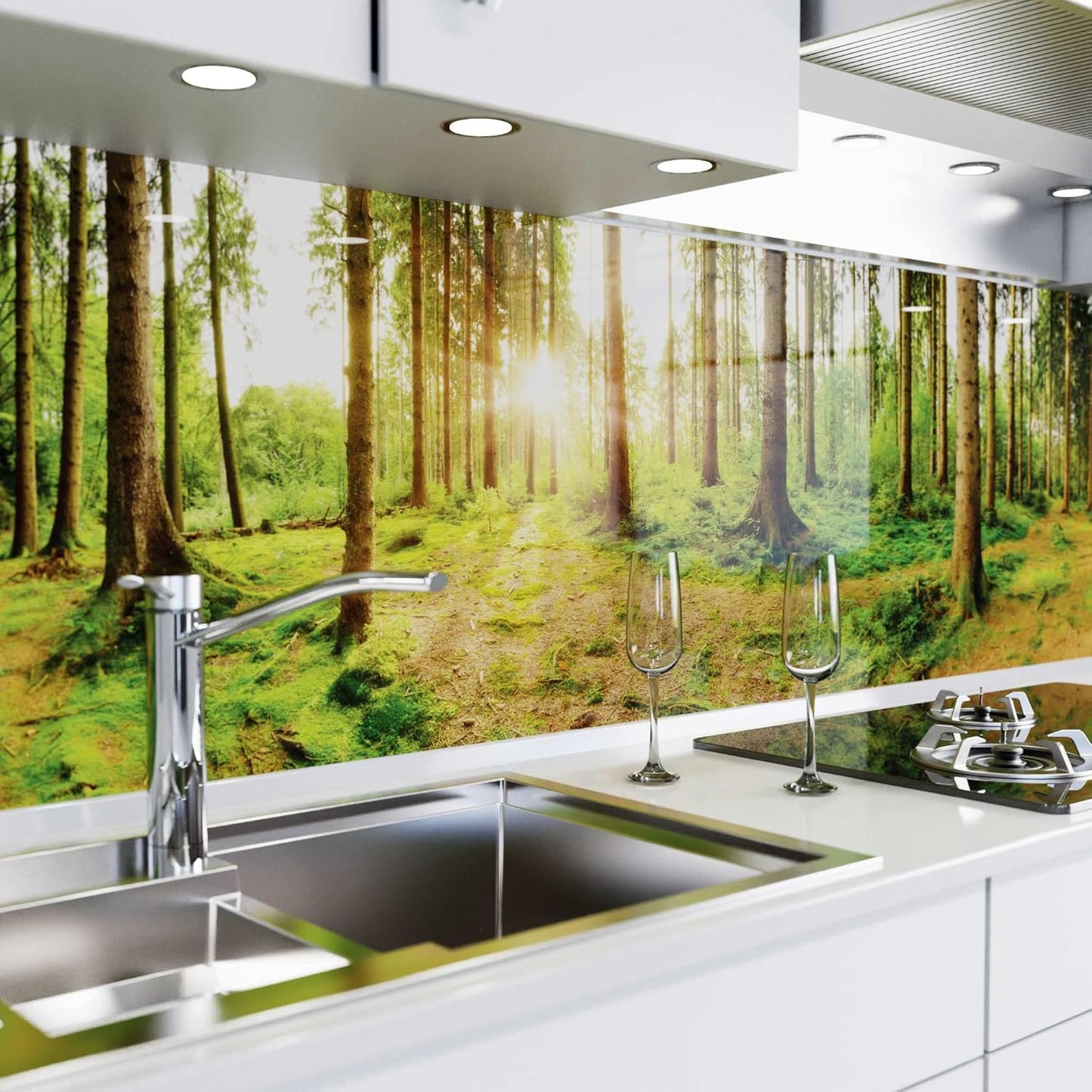 danario Küchenrückwand selbstklebend - Glasoptik - Spritzschutz Küche - versteifte PET Folie - 0,8 mm - Marmor schwarz - 60cm x 60cm