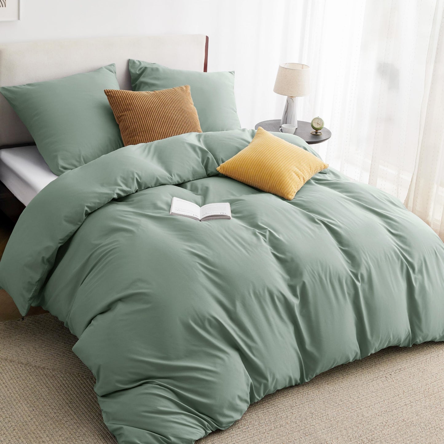 Bedsure Bed Linen 135 x 200 cm, 4-Piece Anthracite Bed Linen, 2 Duvet Covers 135 x 200 cm and 2 Pillowcases 80 x 80 cm, Oeko-Tex Bed Linen Sets, Polyester Microfibre with Zip