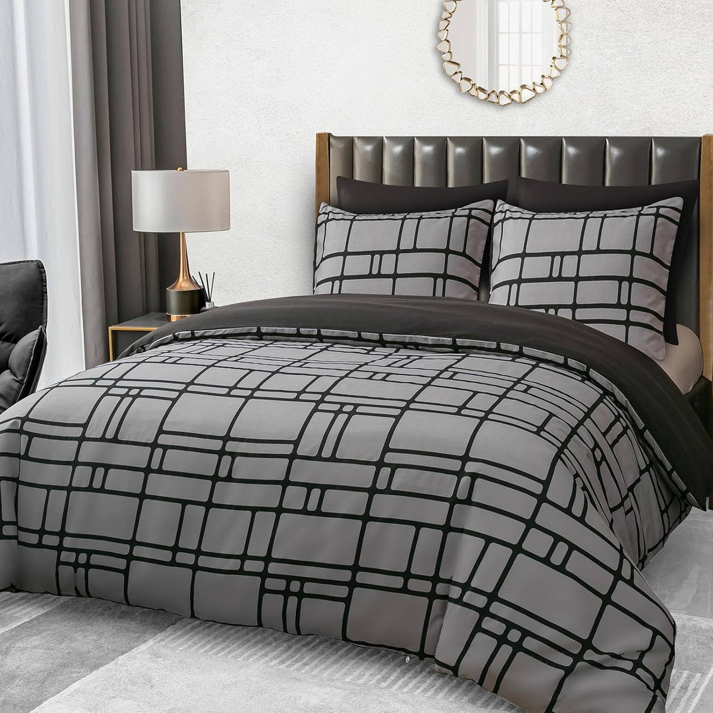 Pamposh Bed Linen 135 x 200 cm 4-Piece Bed Linen Grey 2 Duvet Covers 135 x 200 cm + 2 Pillowcases 80 x 80 cm, Oeko-Tex Bedding Sets Ultra Soft Microfibre with Zip
