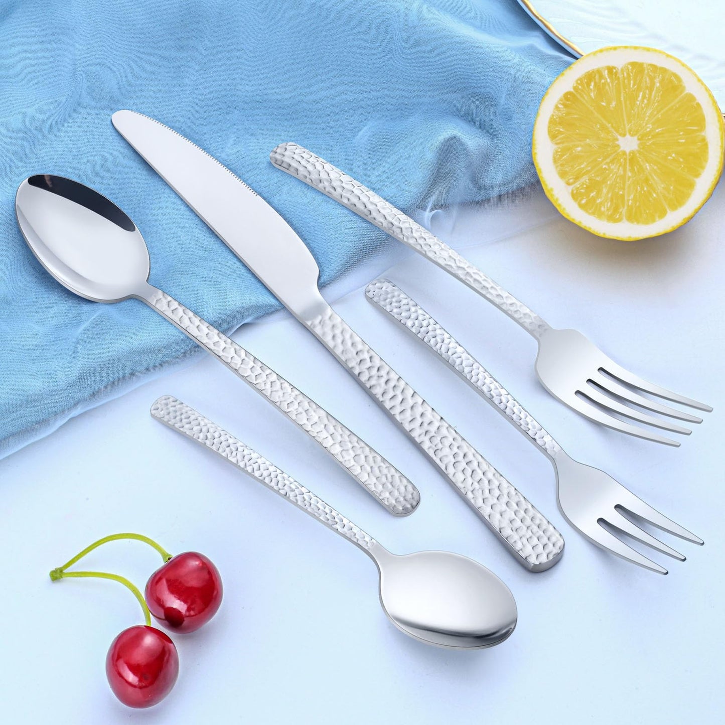 BEWOS Besteckset für 6 Personen, 30-teiliges Besteckset aus Edelstahl, Besteckset aus Silber, inklusive Messer, Gabeln und Löffel, hochglanzpoliert und spülmaschinenfest