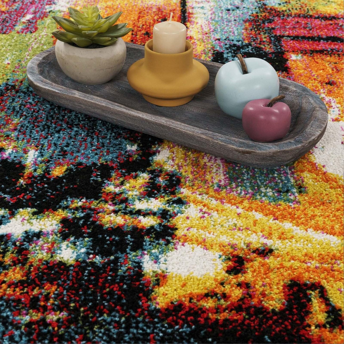 Taracarpet Moderner Designer Kurzflor Teppich bunt Multi fürs Wohnzimmer Schlafzimmer und Kinderzimmer Vision Graffiti 120x170 cm