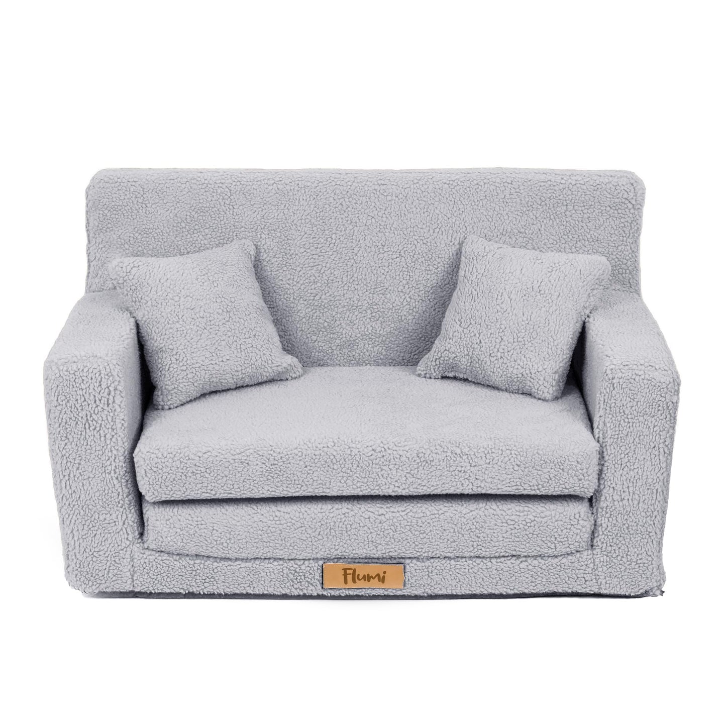 Flumi Personalised Children's/Teenager's Couch/Armchair/Sofa Bed, with Engraving of Child's Name, Play Sofa, Sleeping Chair, Bed Function, Children's Furniture, 92 x 40 x 60 cm, Microfibre (Grey)
