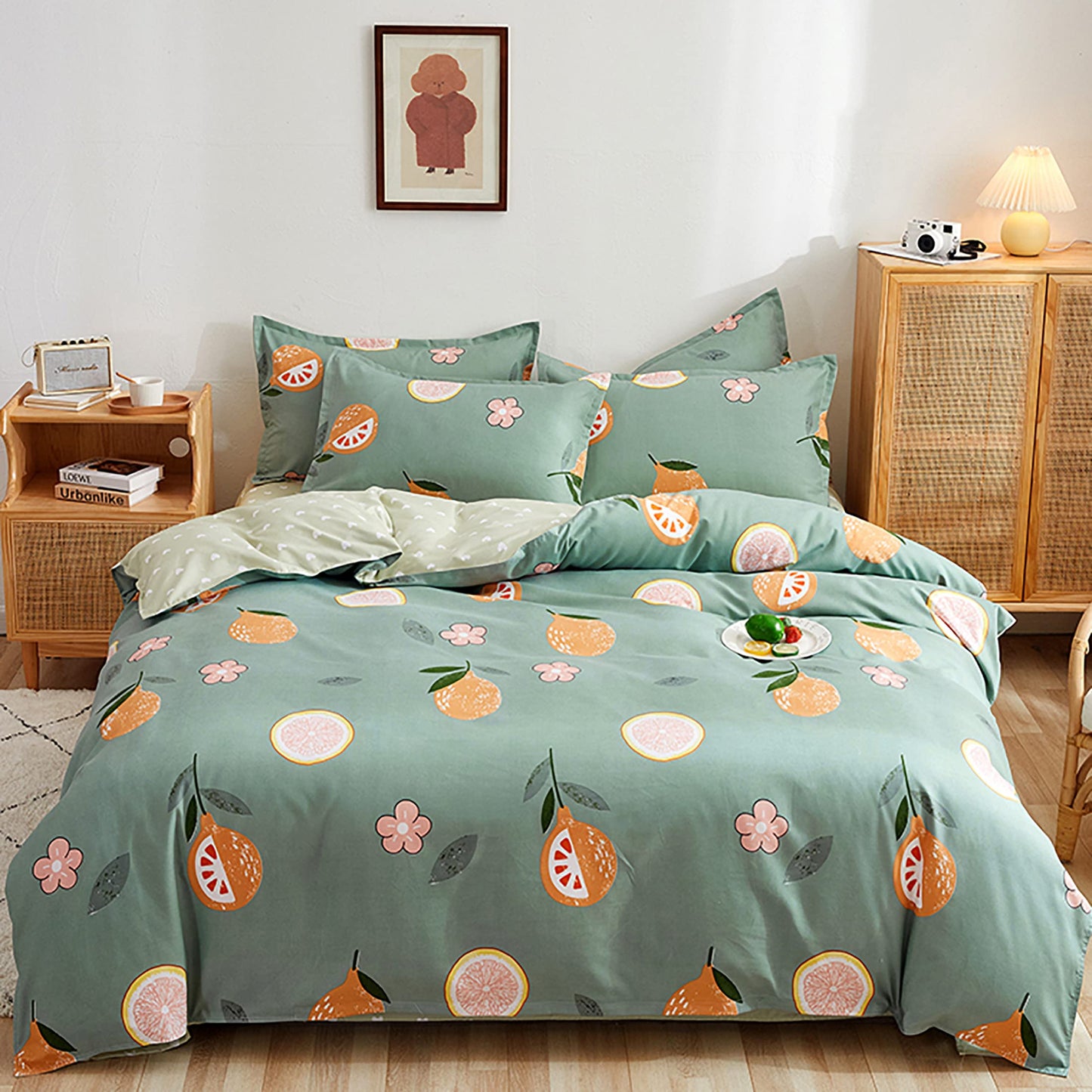 GETIYA Cartoon Hearts Bed Linen, 135 x 200 cm, Girls'/Women’s/Children’s Bed Linen, Pink Hearts Pattern, Duvet Cover, Microfibre, Duvet Cover, Light Pink, with Zip and Pillowcase, 80 x 80 cm