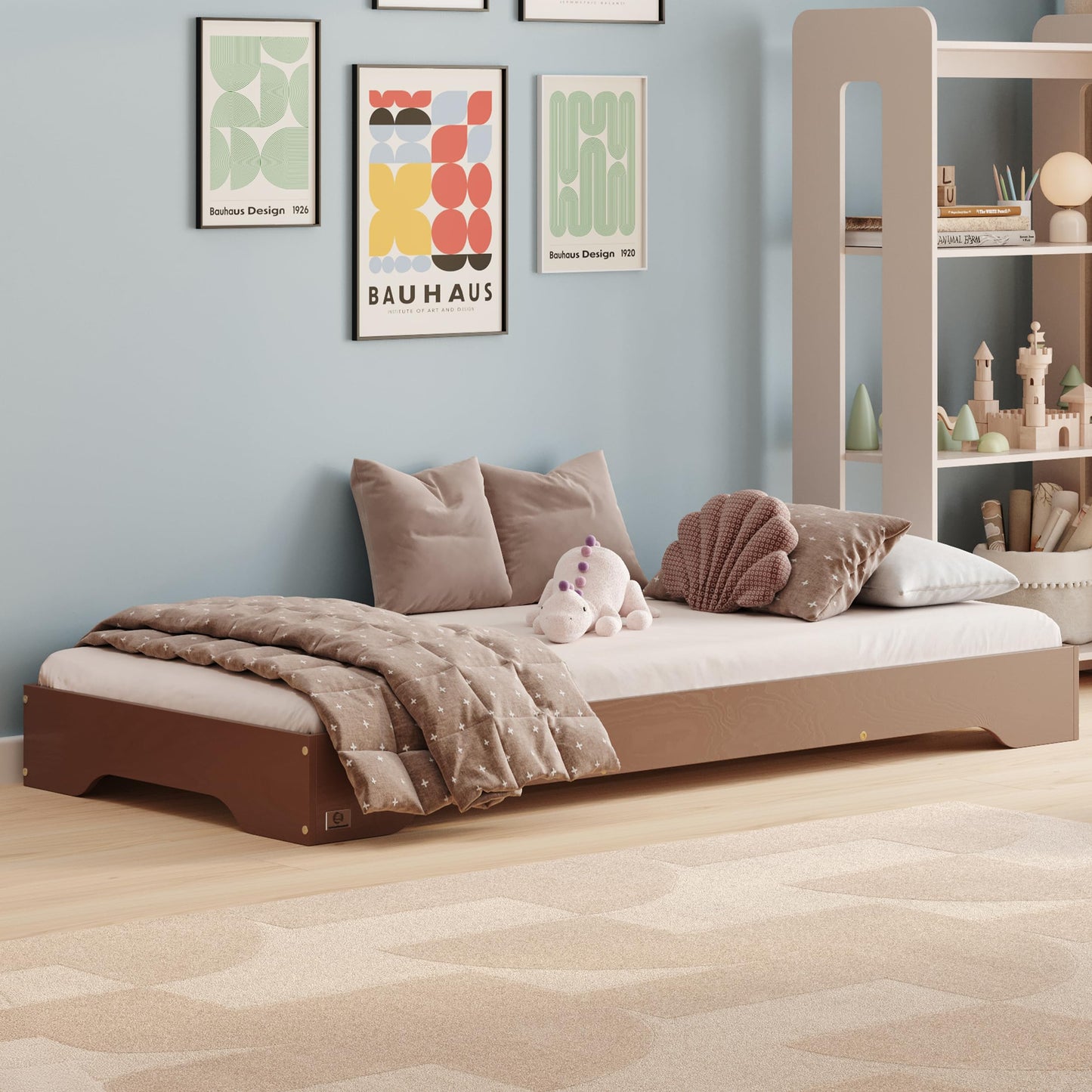 smartwood Kinderbett 90x190 Schwarz - Bodenbett aus Kiefernholz mit FSC-Zertifikat - Montessori Bett mit gebogenem Lattenrost bis zu 230 kg für Jungen und Mädchen - Einfache Montage - TILA 7
