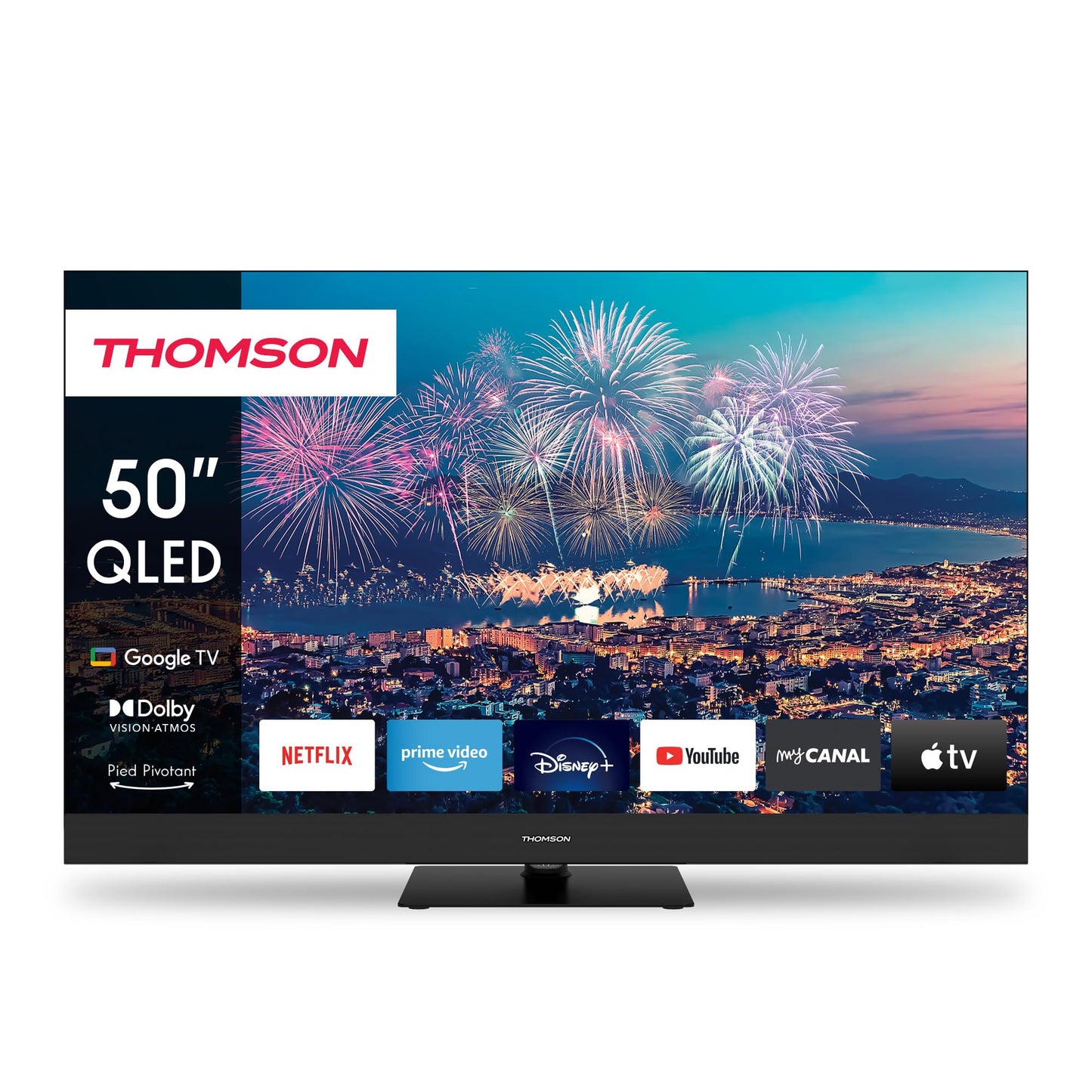 THOMSON 55QG6C14 QLED Plus Google Smart TV, Wi-Fi, Dolby Audio, Built-in Front Speaker, Bluetooth 5.1, Triple Tuner (Cable/Satellite/Antenna), HDMI, CI+, A+ Panel