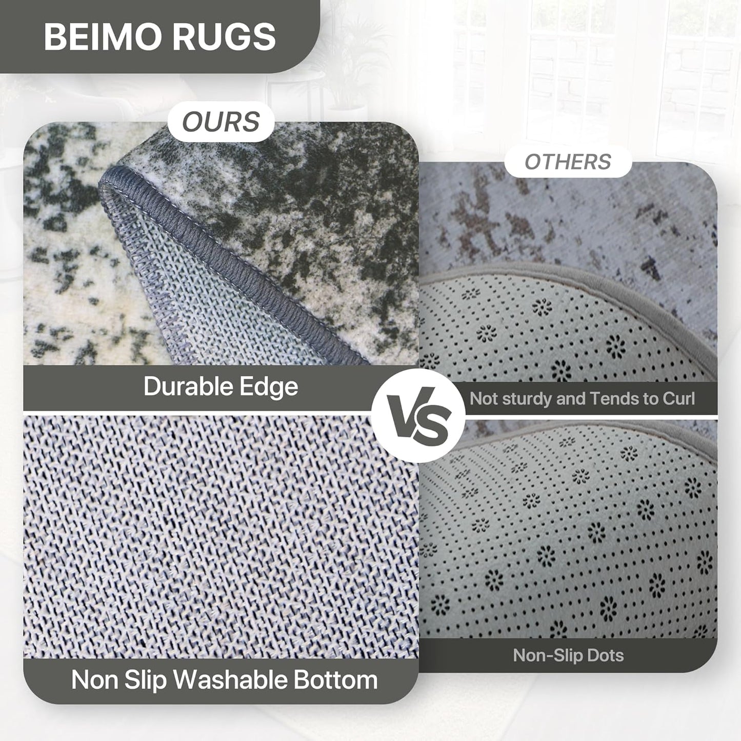BEIMO Waschbarer Teppich Wohnzimmer, Abstrakt Design Teppich Schlafzimmer Kurzflor, Groß Teppiche rutschfest Weiche für Badezimmer Esszimmer Flur, 120x170cm