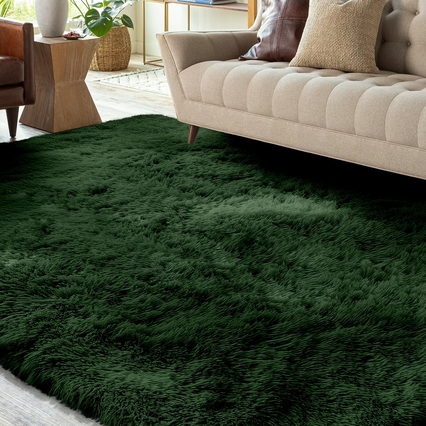 XSIVOD Fluffy High Pile Rug, Dark Grey, Washable Rug 140 x 200 cm, Living Room, Non-Slip Extra Large Rugs, Bedroom, Soft Modern Rugs, Mat Rugs for Children's Room