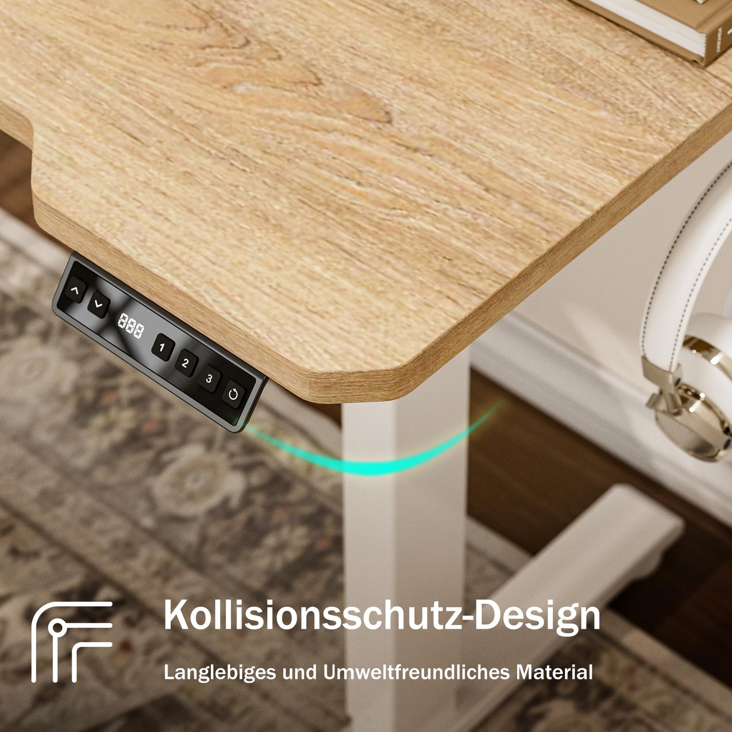 Acrolix Height-Adjustable Desk L Shape, 150 x 100 cm, Electric Corner Desk, Height Adjustable 72-118 cm, with Drink Holders and Hooks, Sturdy Scaffolding Corner Desk, Brown