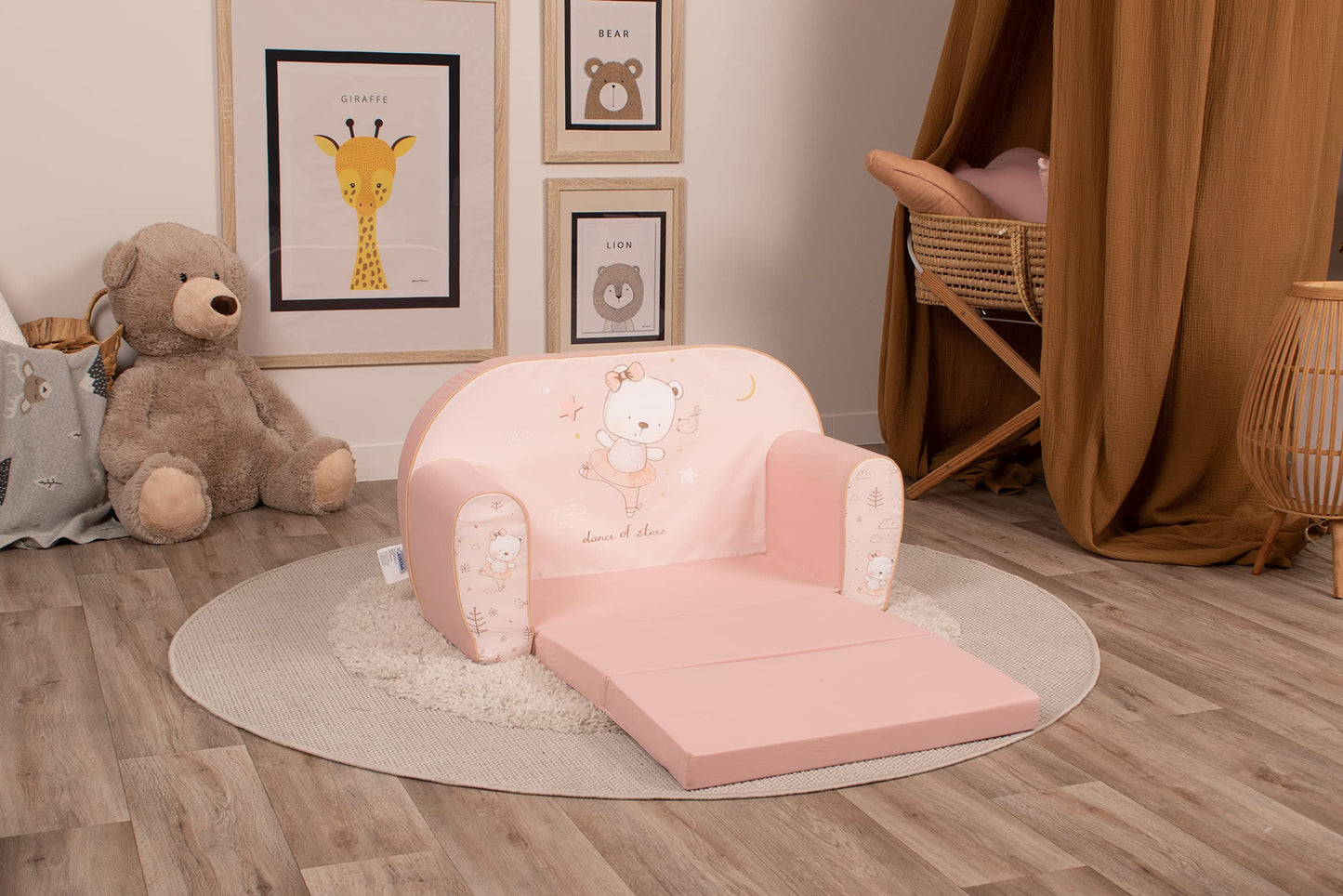 Delsit Kindersofa zum Ausklappen - Kinder Sofa mit Schaumstofffüllung - Sofa Kinder mit Abnehmbarem Bezug - Kindermöbel Kindersofa Mädchen & Jungen- 9 Monate bis 4 Jahre - DT2-22042