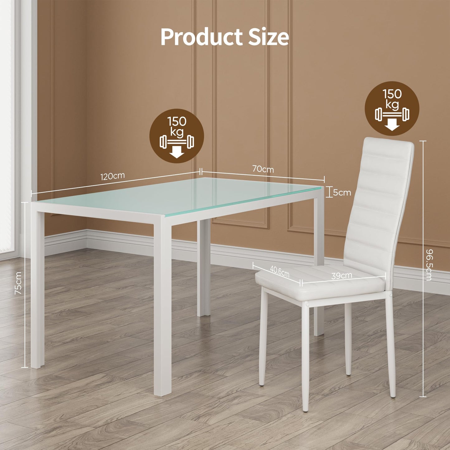 Bealife Dining Table with 4 Chairs Set, Dining Table and Chairs for 4 People, Dining Room 6 Chairs and Table, Set with Dining Table and Chairs for Kitchen, Dining Room and Living Room (Black, 4