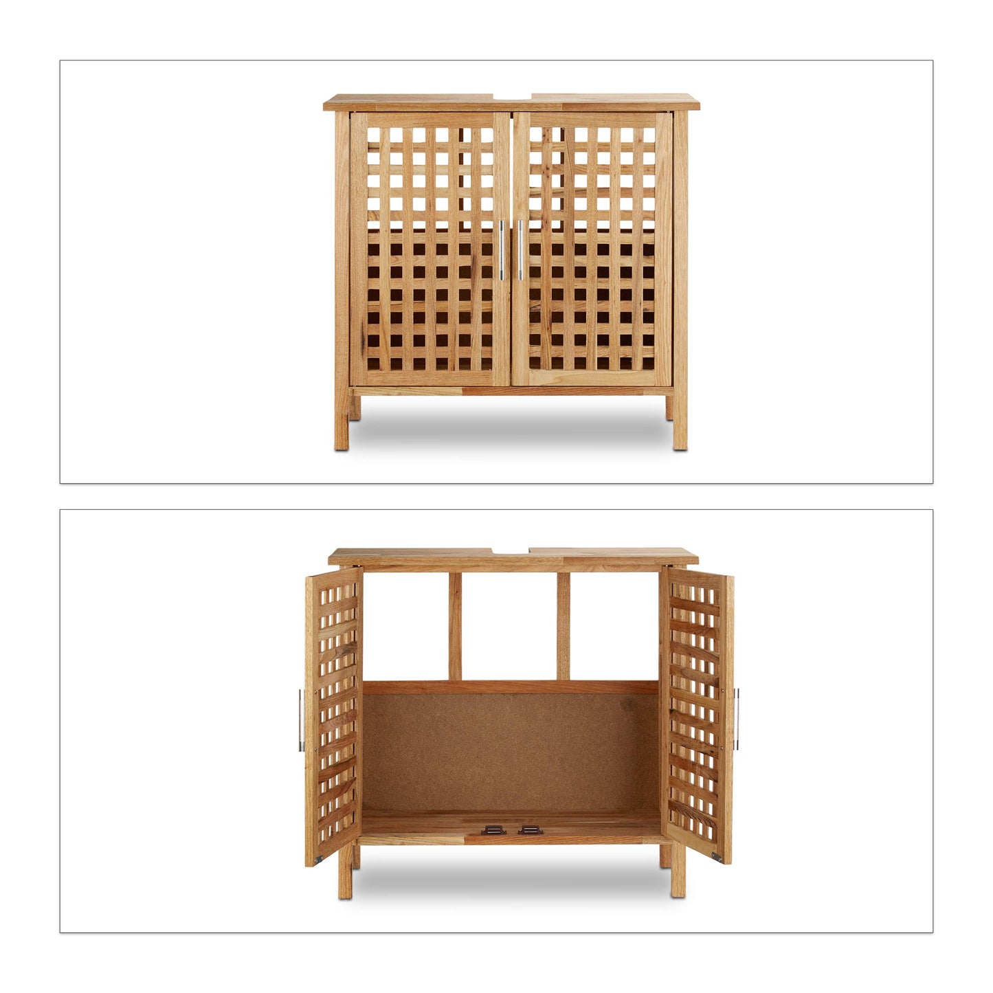 Relaxdays Vanity Unit, Walnut, 61 x 66 x 29 cm (H x W x D), Solid and Durable Bathroom Cabinet for Wash Basin or Vanity Unit, Light Wood, Natural