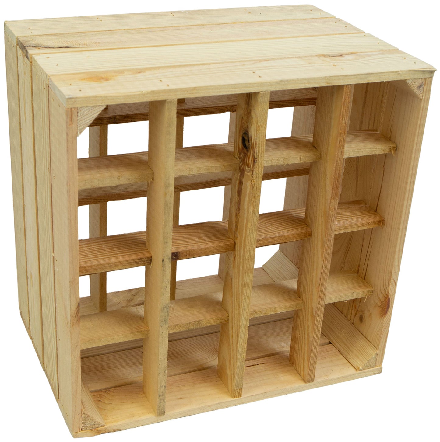 Kistenkolli Altes Land Weinregal 16er weiß/Natur/geflammt Maße 40x40x27cm Regalkiste Flaschenablage Weinregal Apfelkiste/Weinkiste (Weinregal 16er weiß)