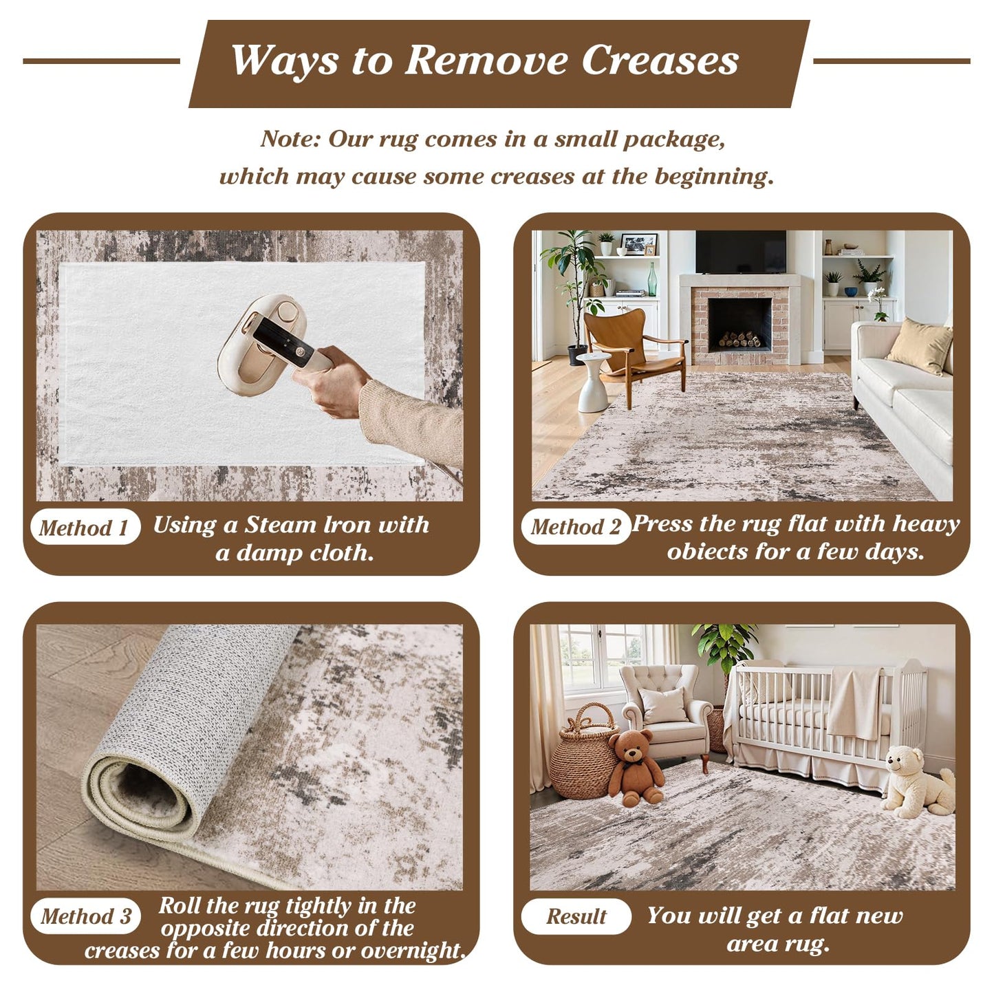 Cekene Washable Area Rugs for Living Room Large 160 x 230 cm Taupe Ultra Thin Bedroom Rugs Non-Slip Modern Abstract Floor Rug for Dining Room Kitchen Office