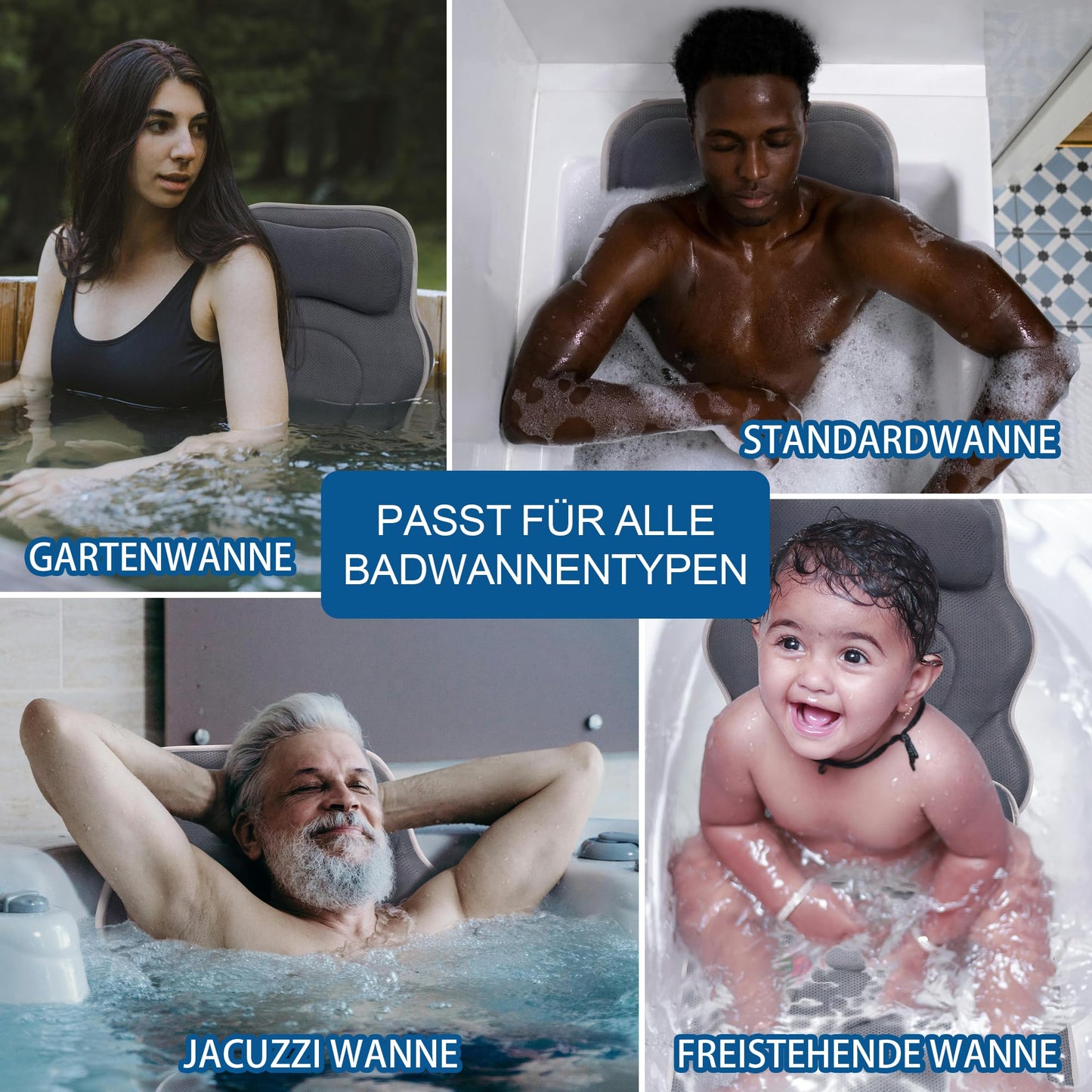 Luxury Thick Full Body Bath Pillow Mat & Cushion for Bathtub Headrest Neck Shoulder Supports Comfort Relaxation Spa Accessories