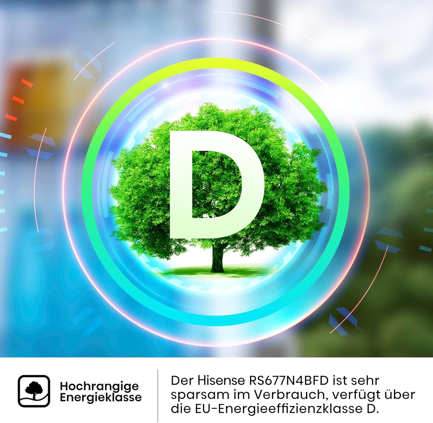 Hisense RS677N4BFD Side by Side Kühl-Gefrierkombination/ Inverter-Kompressor/ Flaschenablage/ 2 FreshZone/Gemüsefach / Kühlteil 334 l/ Gefrierteil 185 l/ 41 dB/ 247 kWh/ Jahr, Schwarz