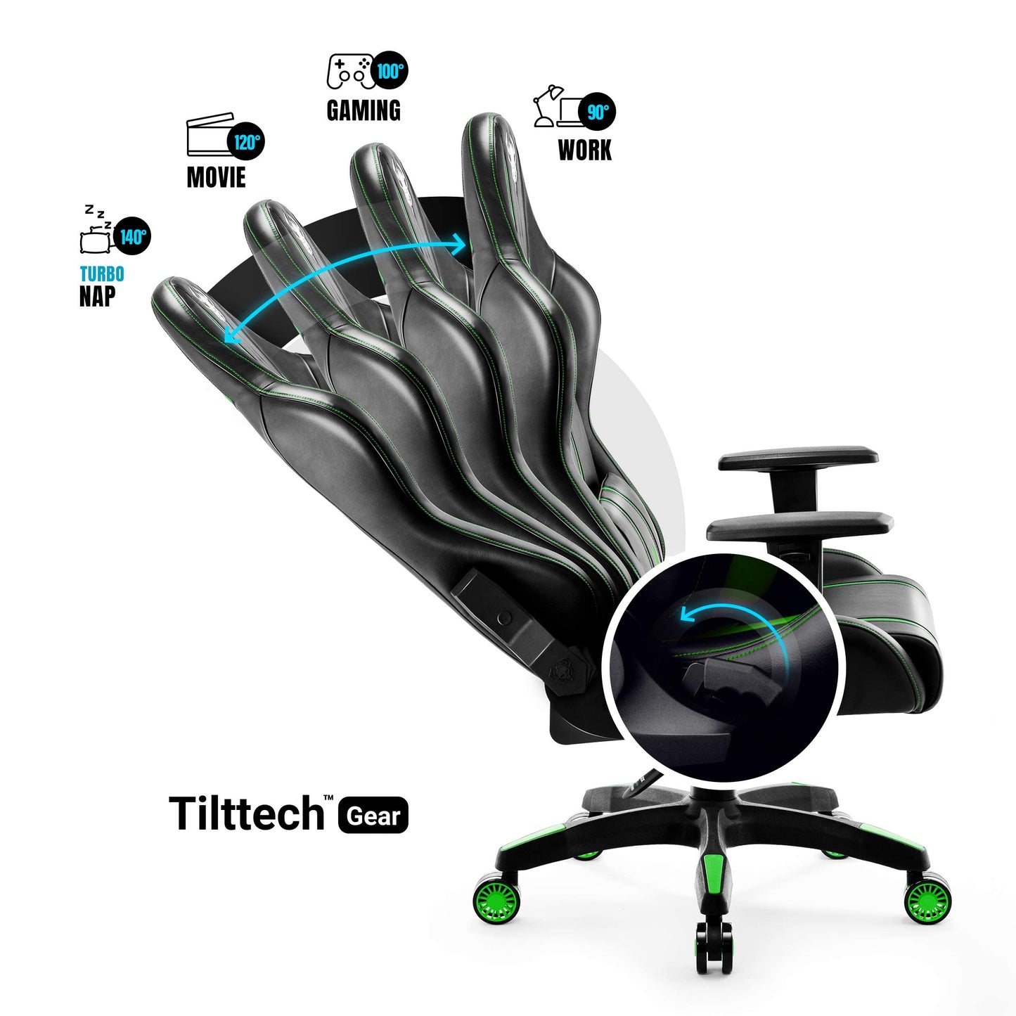 Diablo X-One 2.0 Gaming Stuhl Gamer Chair Bürostuhl Schreibtischstuhl Verstellbare Armlehnen Ergonomisches Design Nacken/-Lendenkissen Wippfunktion Aqua Blue Normal (L)