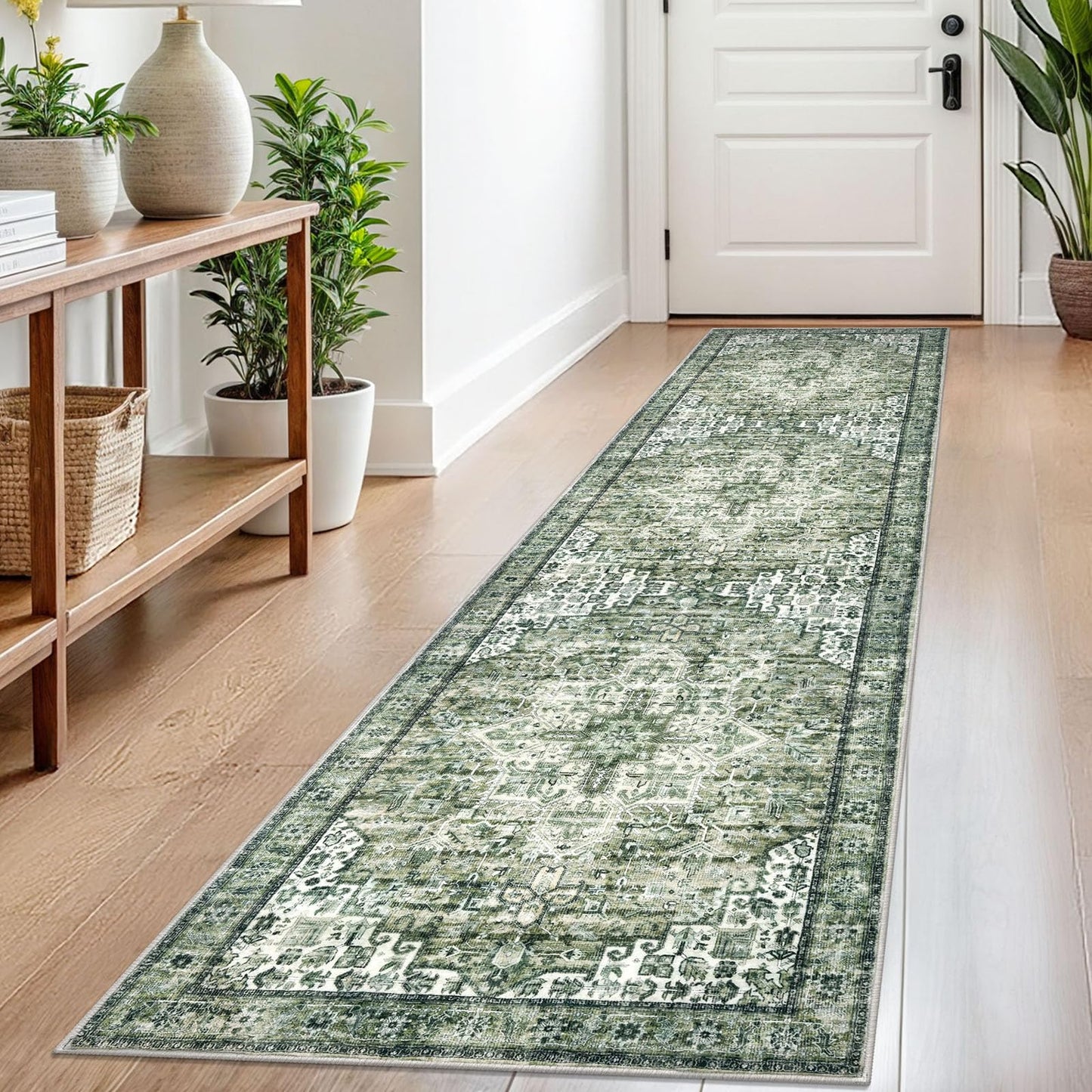 2x3 Blue Washable Rug for Entrance, Soft Traditional Area Rug, Non-Slip Printed Kitchen Rugs, Low-Pile Medallion Indoor Door Mat, Small Farmhouse Carpet for Entryway Kitchen Foyer Bedside