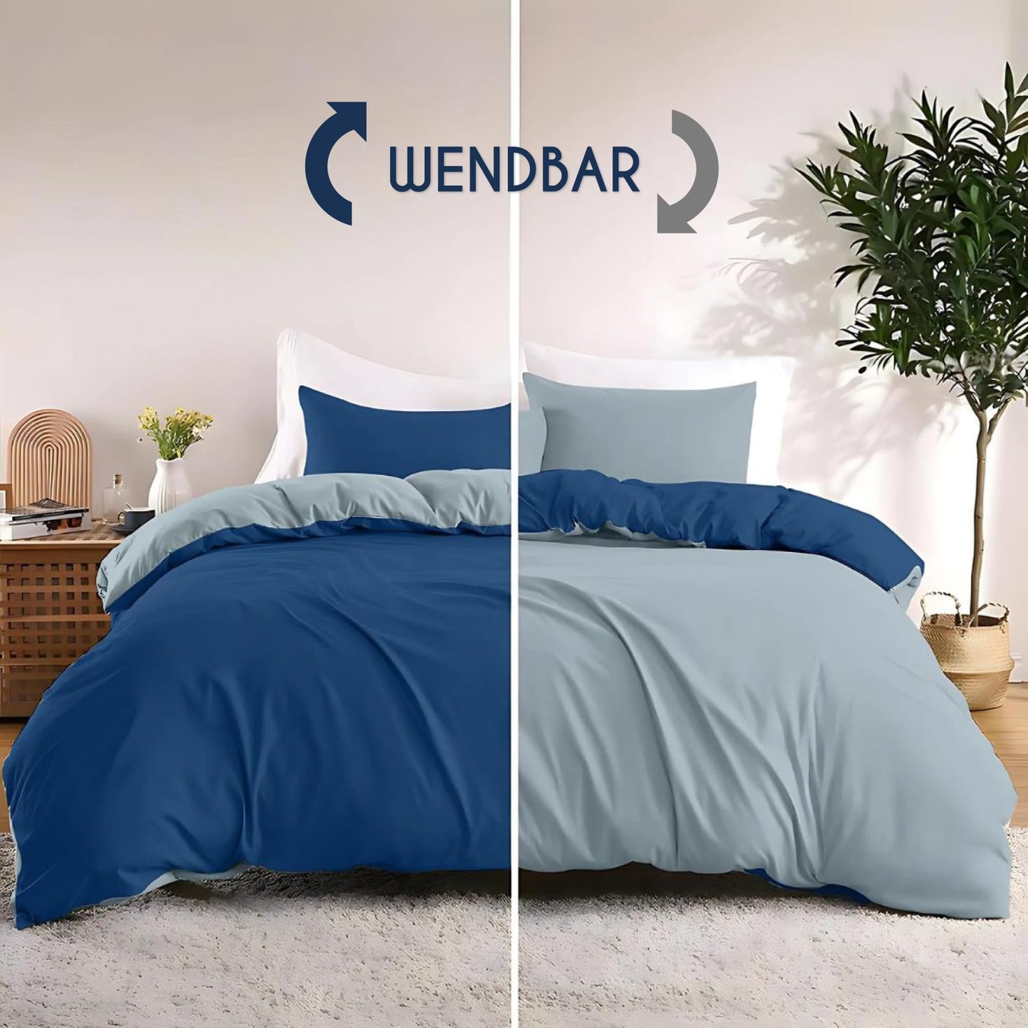 Dreamzie - Bed Linen Set 200 x 200 cm with 2 Pillowcases 80 x 80 cm Light Grey/White - 1 Duvet Cover 200 x 200 cm Made of 100% Microfibre - Certified No Chemicals (Oeko Tex)