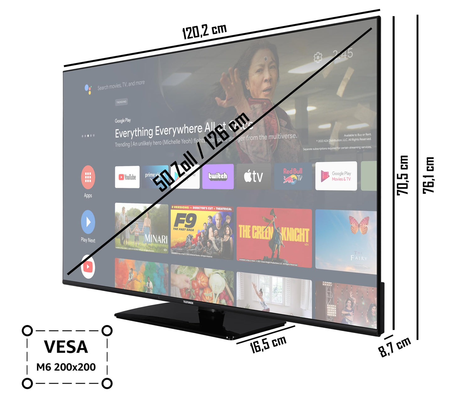 TELEFUNKEN QLED TV 32 Inch TV Full HD Android Smart TV (HDR, Triple Tuner, Bluetooth) QF32AN750S