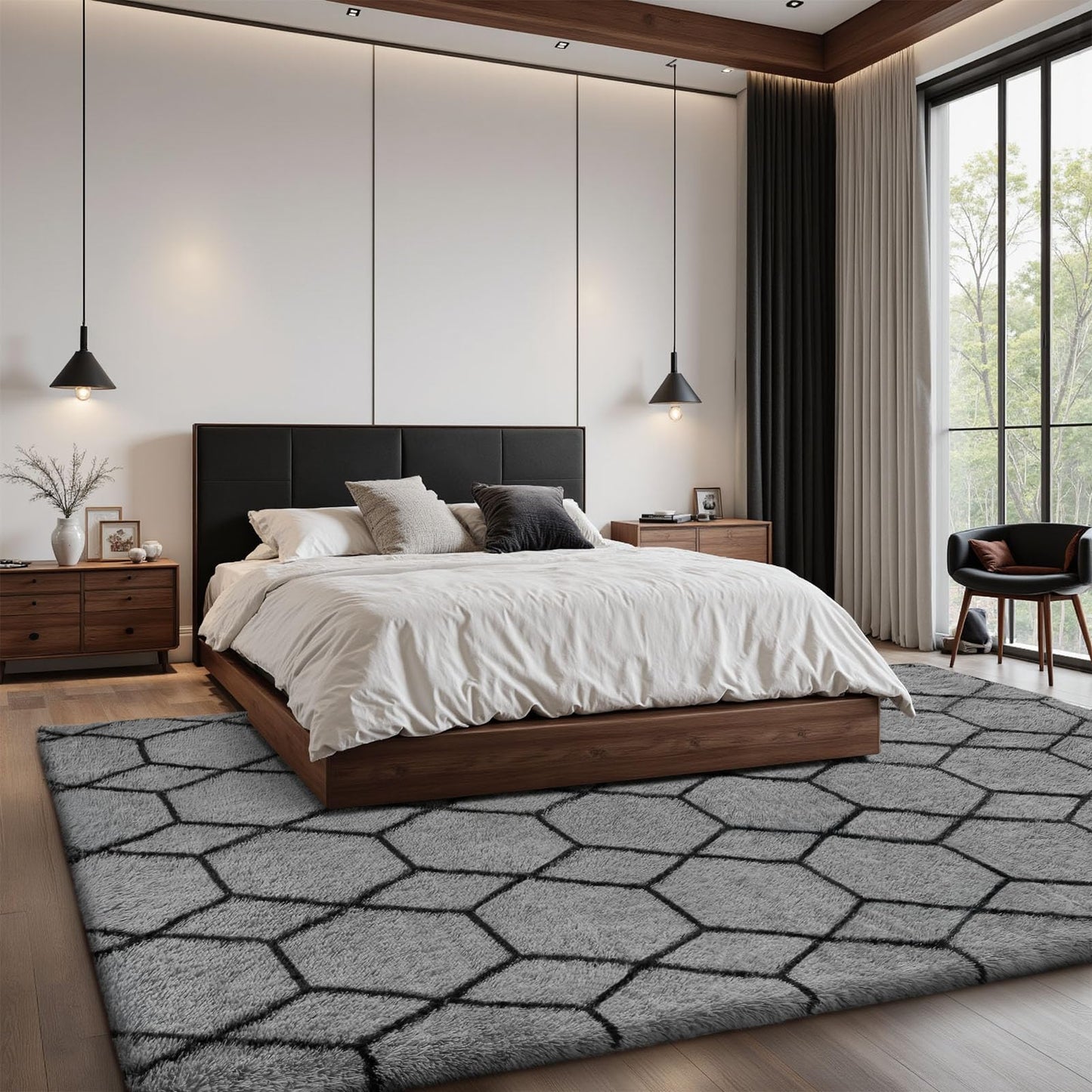 Sour Lemon Hochflor Teppich Grau Carpet Wohnzimmer 240x300 Waschbar Anti-Rutsch Extra Große Teppiche Schlafzimmer Flauschige Moderne Teppiche Matte Teppichen für Schlafzimmer Kinderzimmer