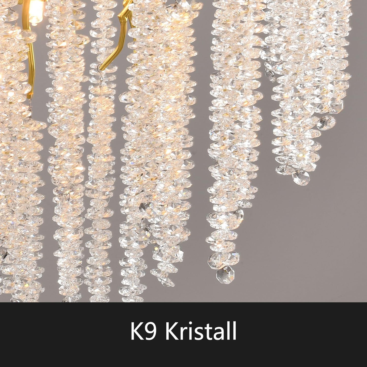 AHXIAOZN Modern Kronleuchter Kristall Leuchte,Luxus Kristall Pendelleuchte,Dimmbar Rund Kristall Hängeleuchte,für Esszimmer, Küche, Wohnzimmer, Schlafzimmer, Flur, Café,Bar(Gold,60cm)