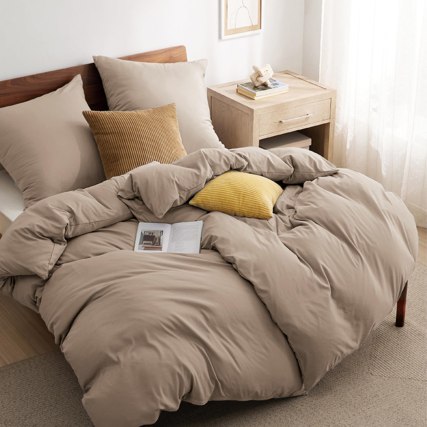 Bedsure Bed Linen 135 x 200 cm, 4-Piece Anthracite Bed Linen, 2 Duvet Covers 135 x 200 cm and 2 Pillowcases 80 x 80 cm, Oeko-Tex Bed Linen Sets, Polyester Microfibre with Zip