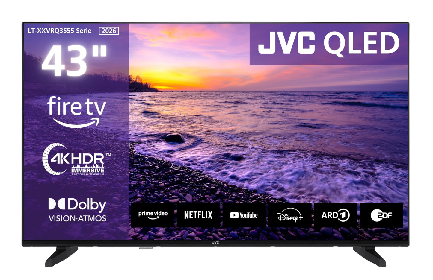 JVC Fernseher 24 Zoll Fire TV HD-Ready Smart TV HDR Fernseher mit Alexa Sprachsteuerung und Triple Tuner, LED TV LT-24VRH3555 (2026)
