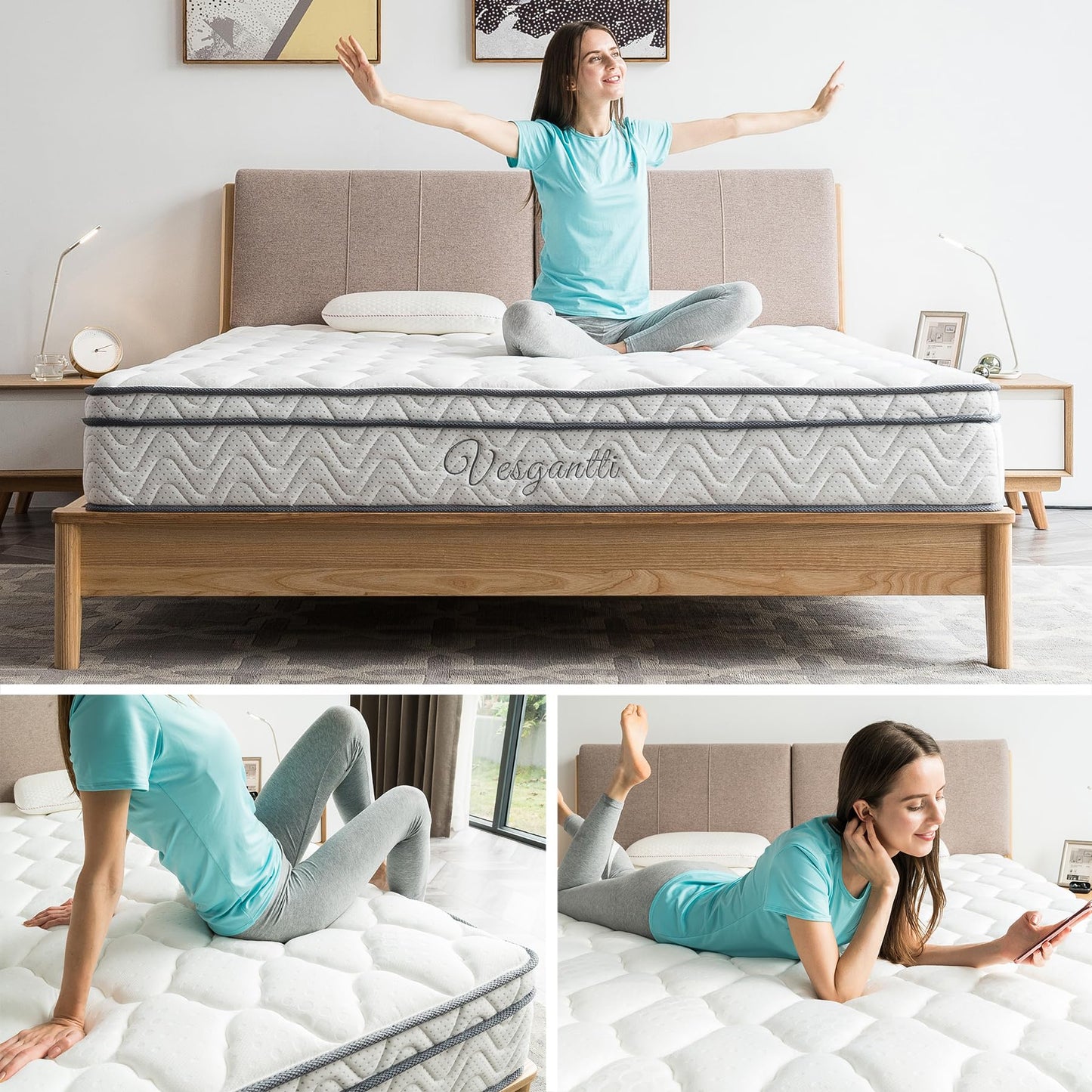 Vesgantti Matratze 180x200 höhe 22cm H3 7-Zonen Taschenfederkernmatratze Mittelfeste Orthopädischem Kaltschaummatratze Öko-Tex Zertifiziert Matratzen Klassik BoxTop