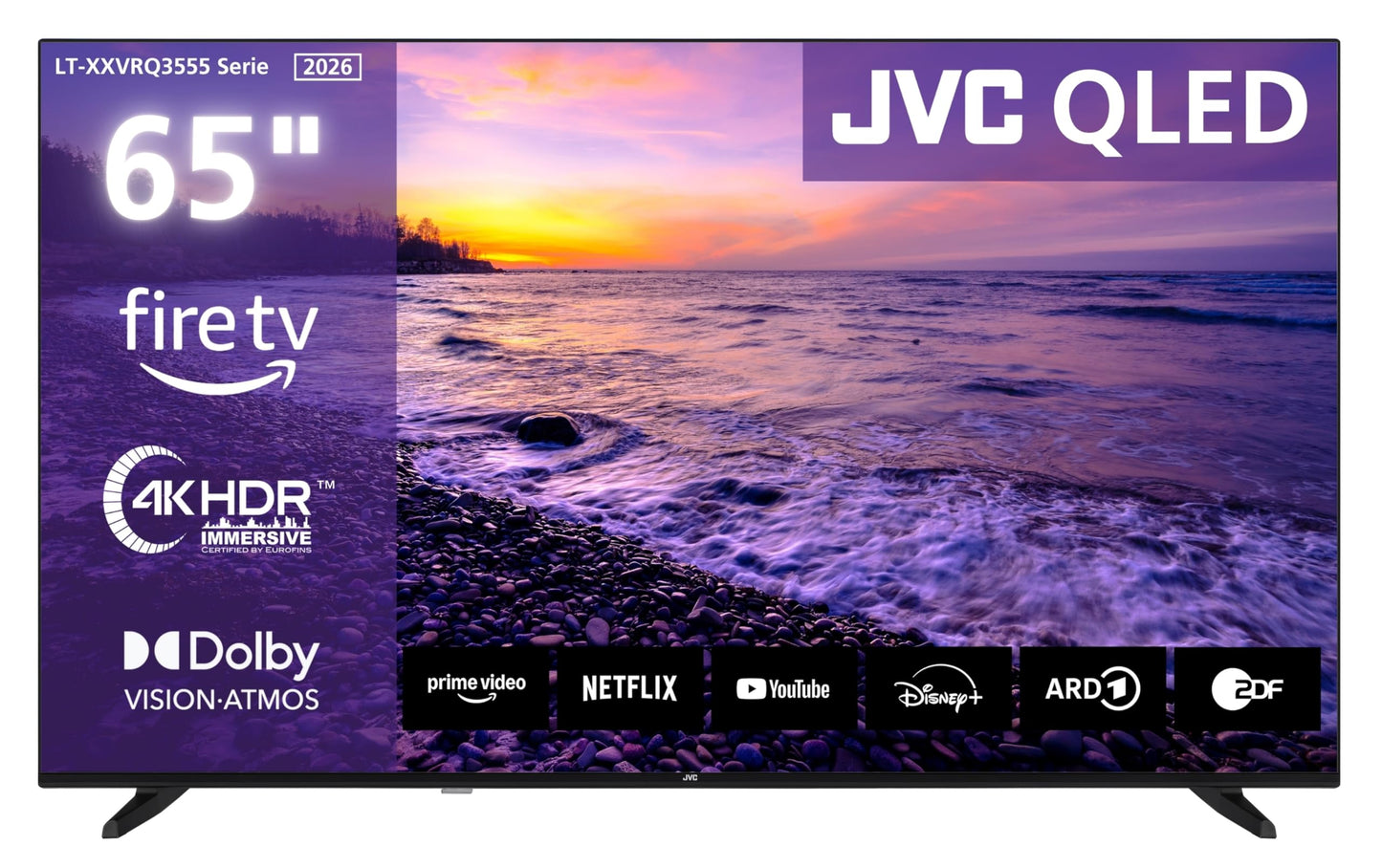 JVC Fernseher 24 Zoll Fire TV HD-Ready Smart TV HDR Fernseher mit Alexa Sprachsteuerung und Triple Tuner, LED TV LT-24VRH3555 (2026)