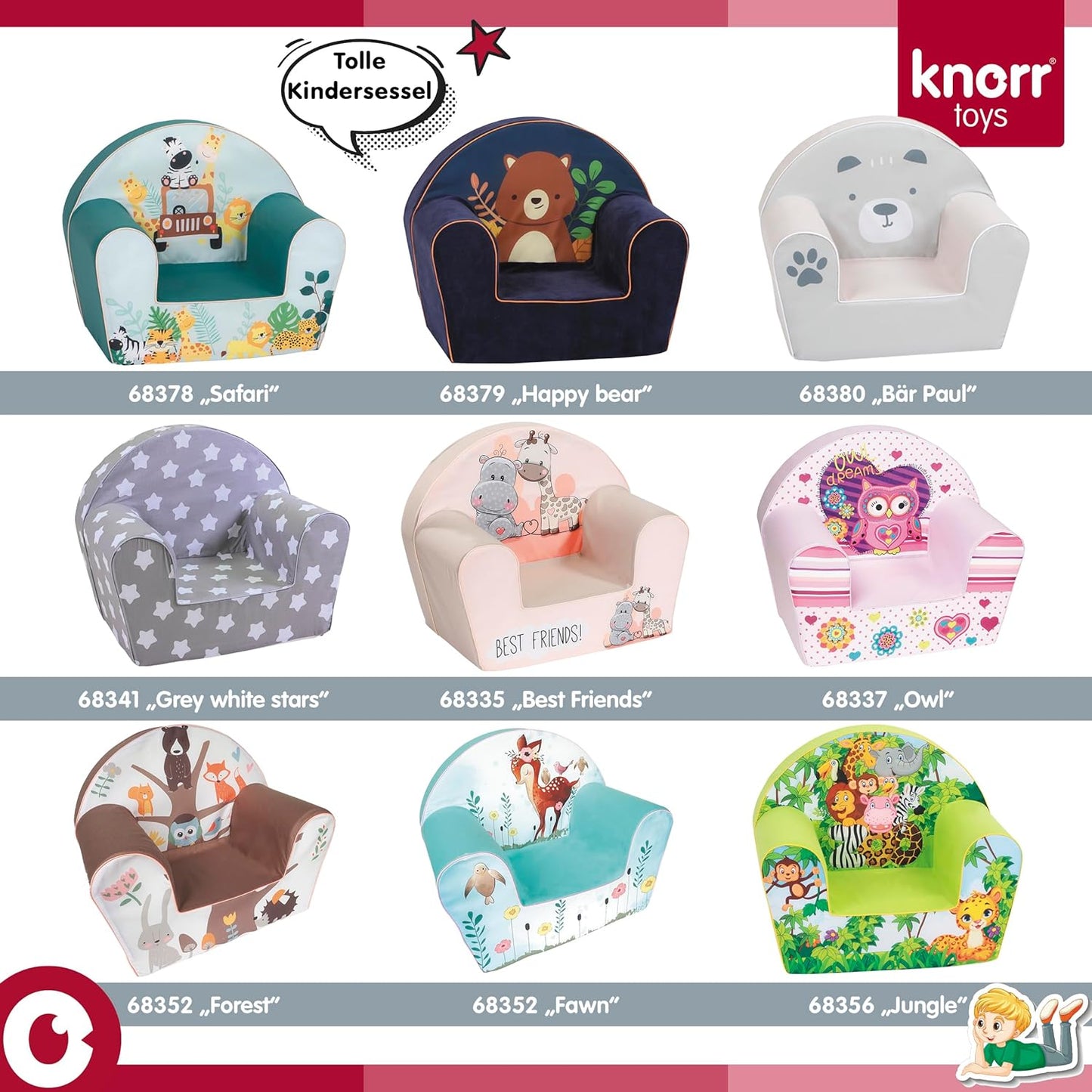 knorr toys Knorrtoys.com 68352 Children's Chair Fawn Turquoise