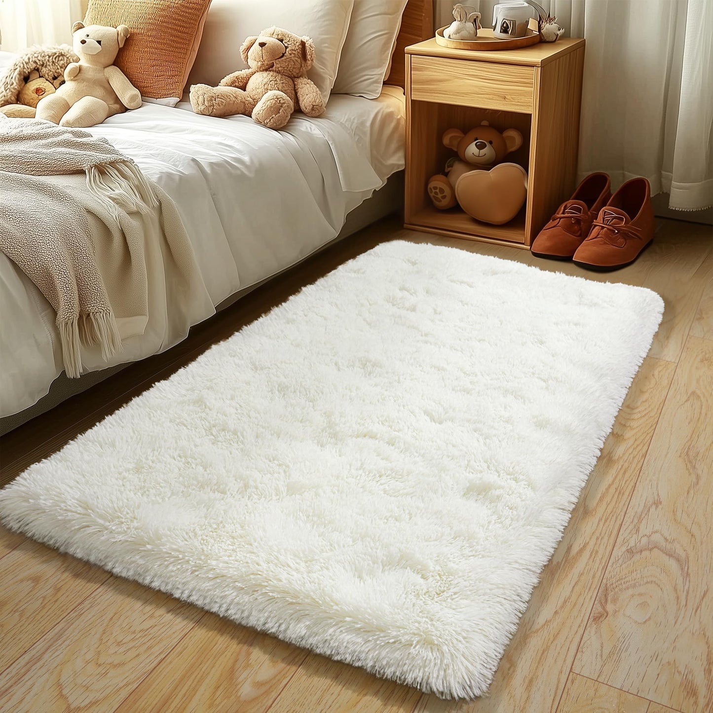 BSGIFT High Pile Rug, Grey, 160 x 230 cm, Shaggy Long Pile Fluffy Rug, Living Room, Modern Living Room Rug, Bed Rug, High-Pile Carpet, Non-Slip for Bedroom, Children's Room
