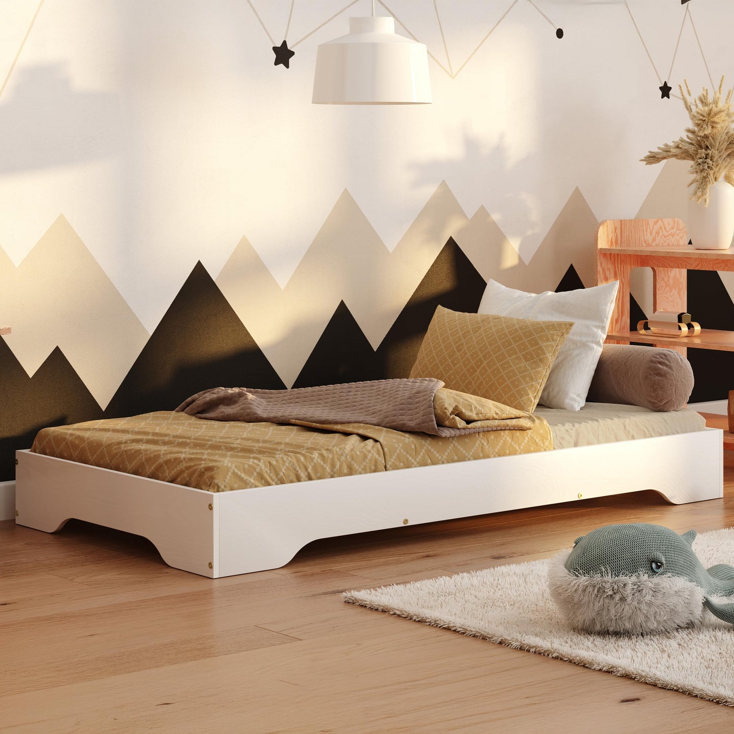 smartwood Kinderbett 90x190 Schwarz - Bodenbett aus Kiefernholz mit FSC-Zertifikat - Montessori Bett mit gebogenem Lattenrost bis zu 230 kg für Jungen und Mädchen - Einfache Montage - TILA 7