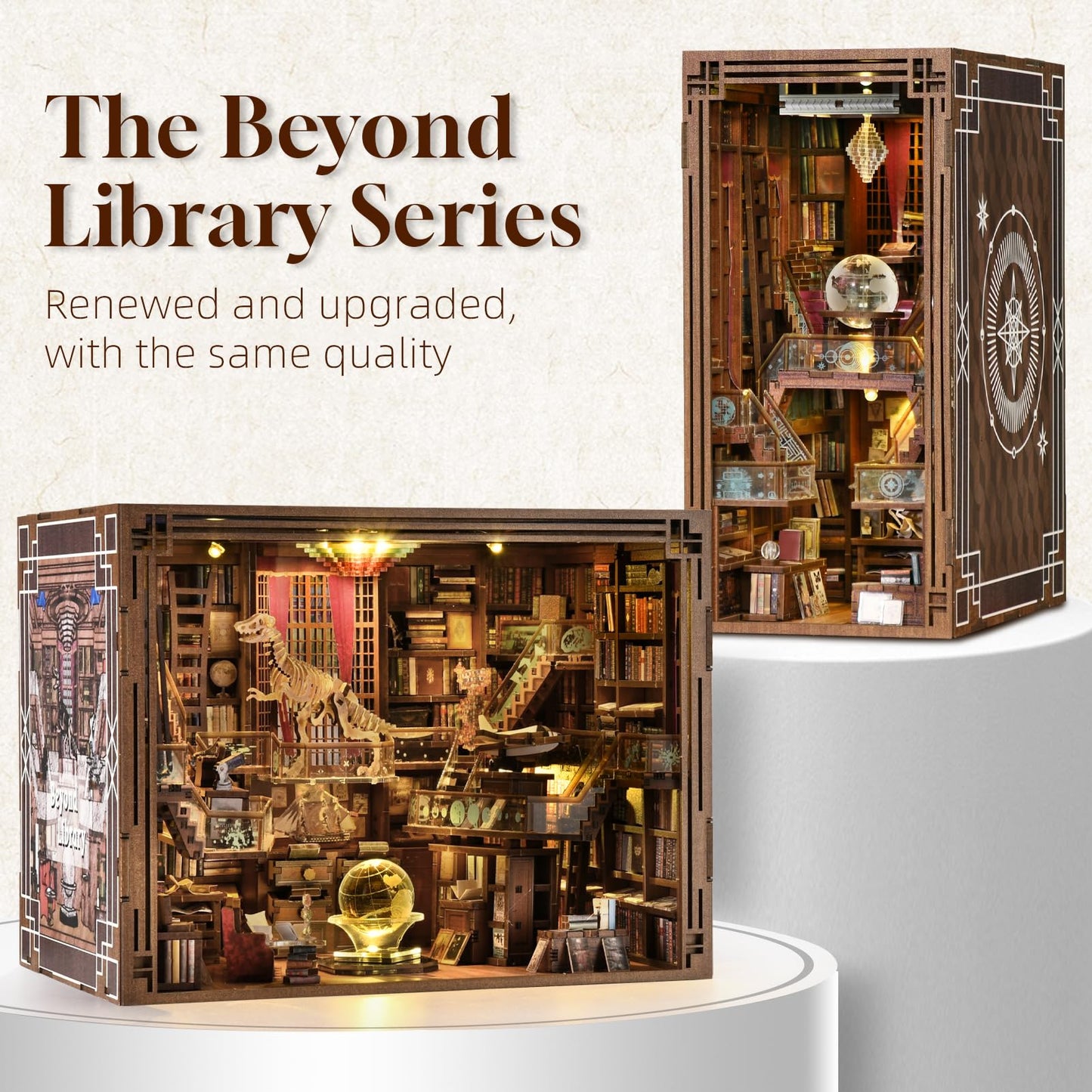 MiniCity Book Nook Kit, DIY Miniature Dollhouse Booknook Kit, 3D Wooden Puzzle Bookend Bookshelf Insert Decor for Teenagers and Adults (Library of Gods Max)
