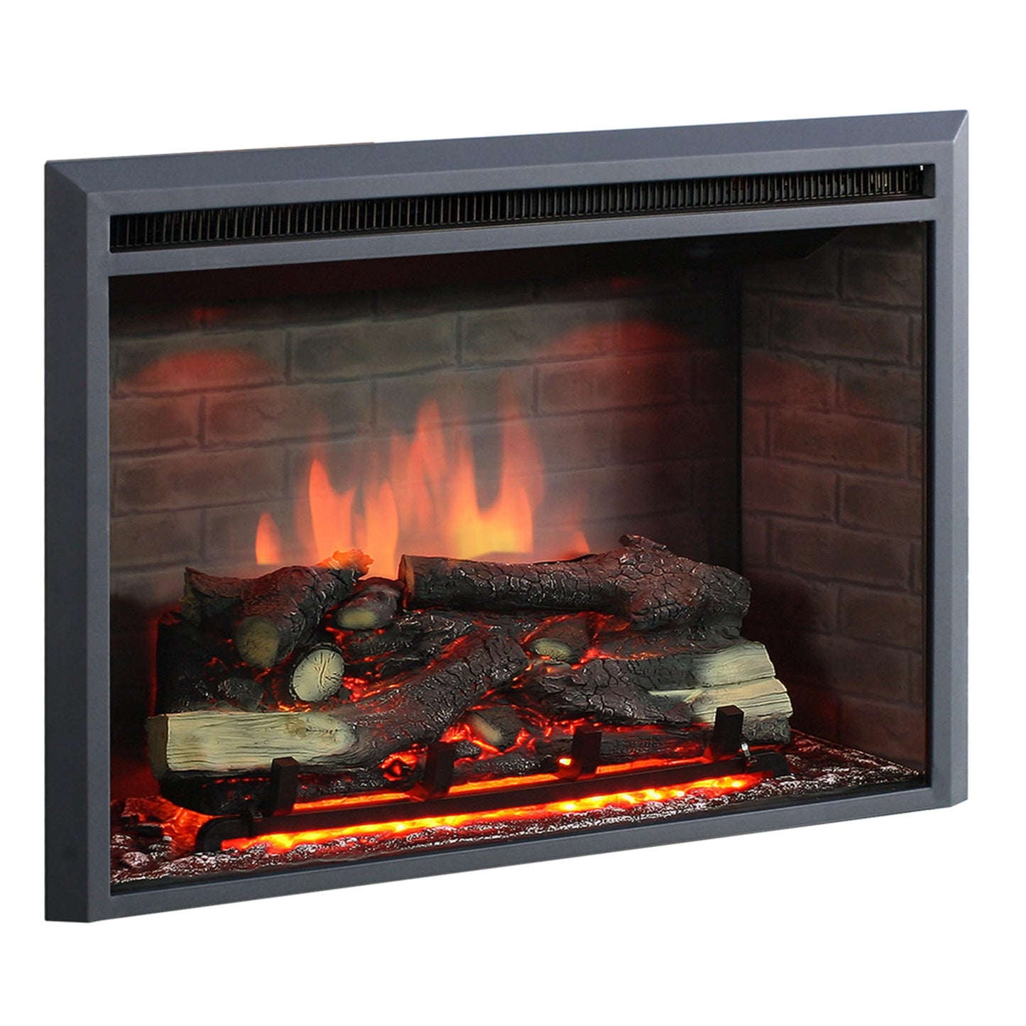 BALDERIA Calida 26" Elektrokamin - Elektrischer Einbaukamin mit 3D-Flammeneffekt | Elektro Heizung 2000W | Knister-Sound | Kamin mit Fernbedienung & Thermostat | Schwarz