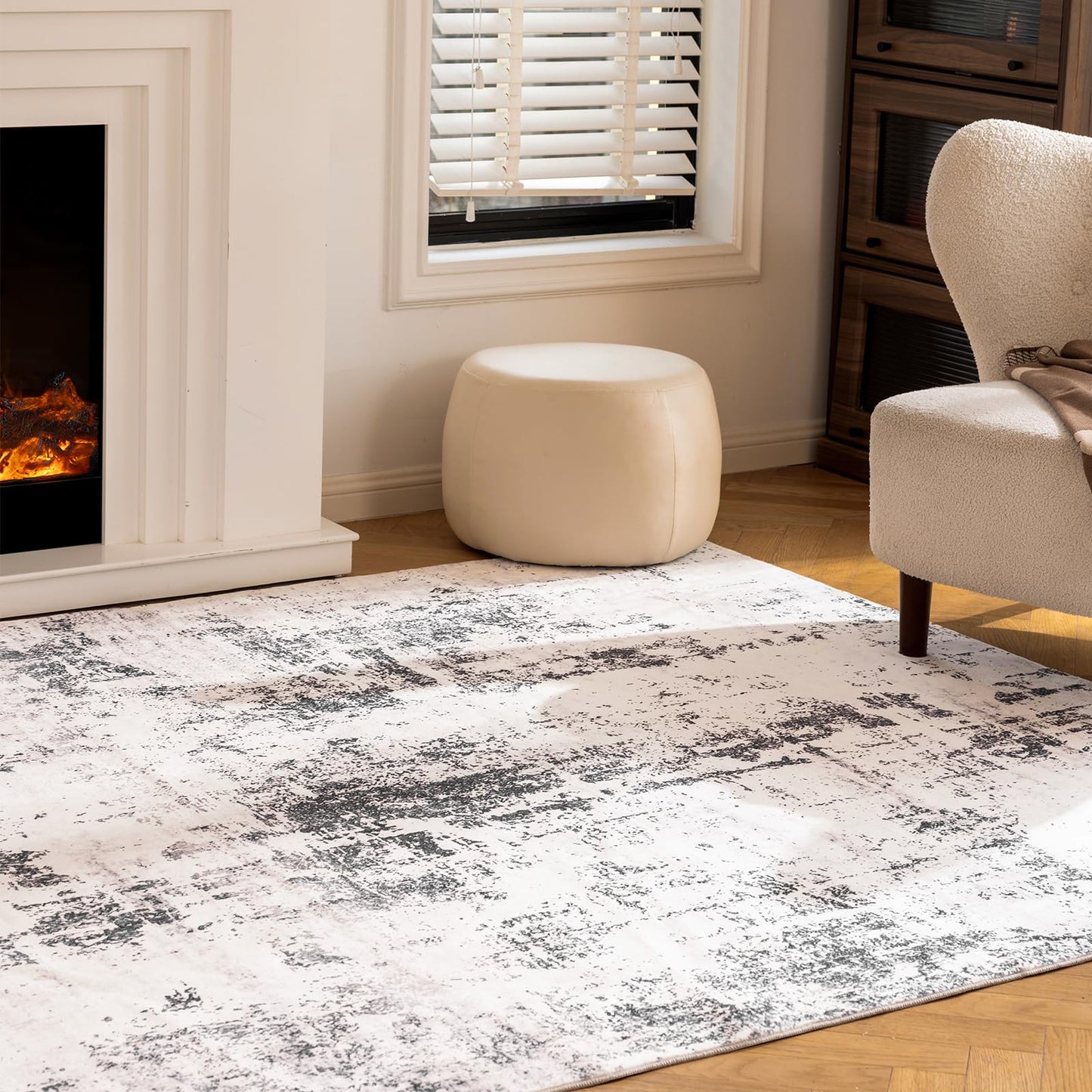 UMINEUX Washable Area Rug 5'x7' Large Modern Abstract Living Room Rug with Anti-Slip Rubber Backing, Ultra Soft Low Pile Rugs Carpet for Dining Room Bedroom Home Office Decor