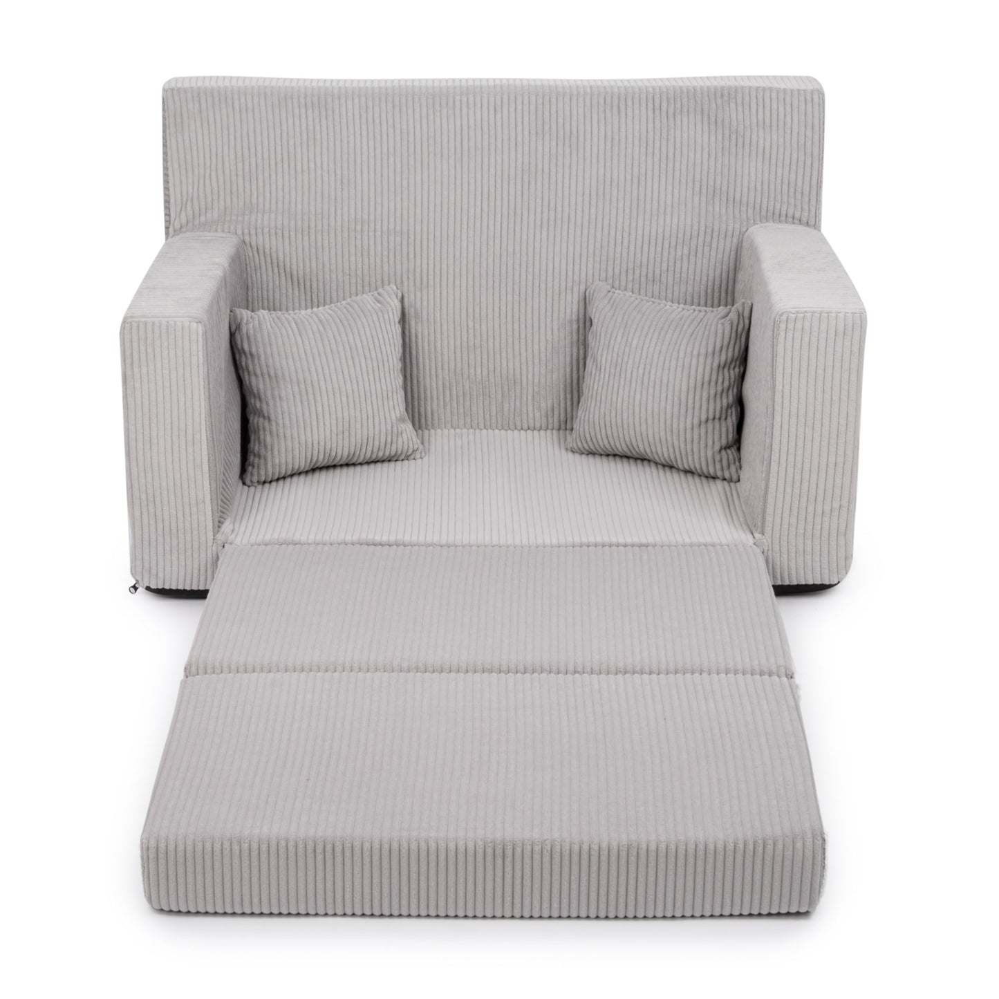 Flumi Personalised Children's/Teenager's Couch/Armchair/Sofa Bed, with Engraving of Child's Name, Play Sofa, Sleeping Chair, Bed Function, Children's Furniture, 92 x 40 x 60 cm, Microfibre (Grey)