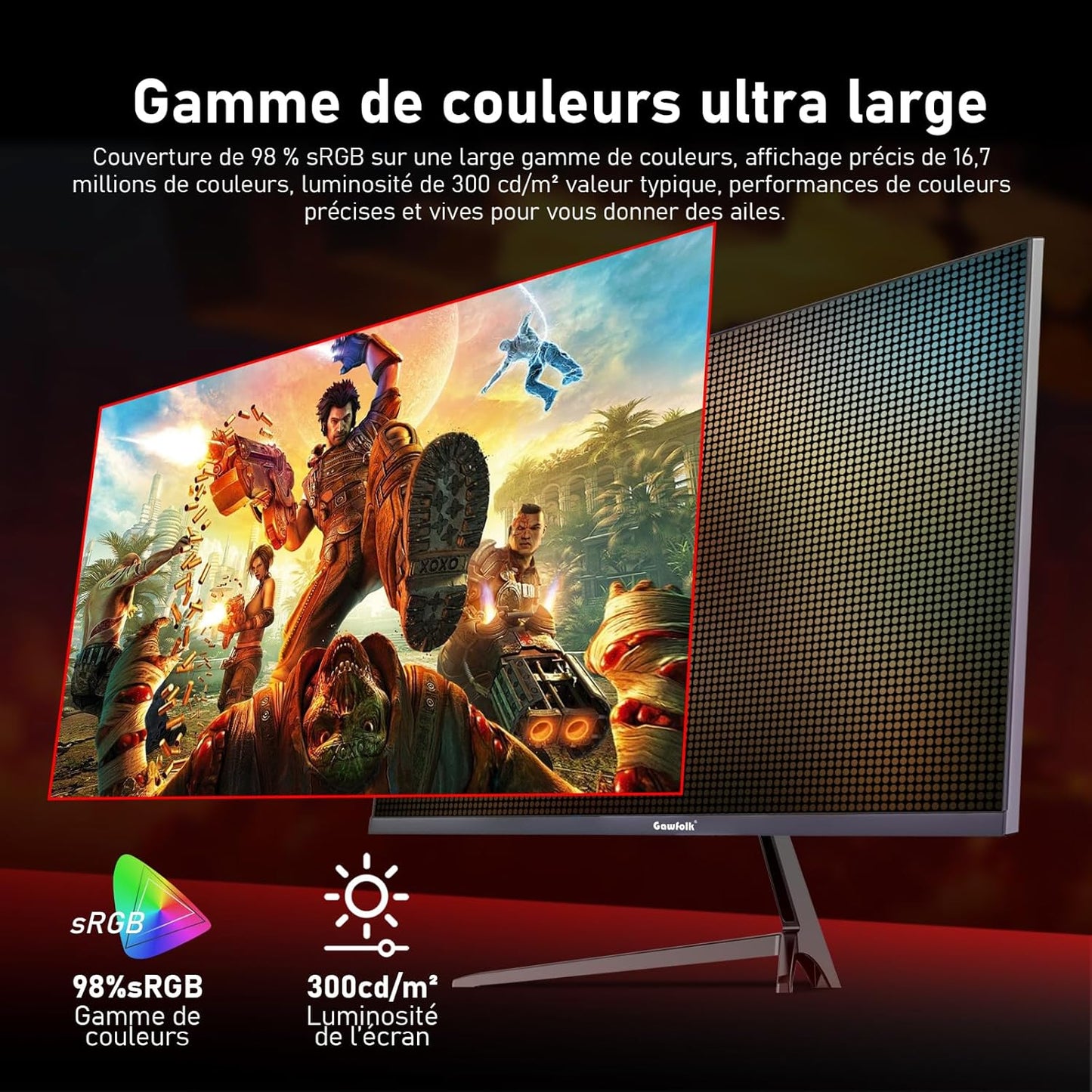 Gawfolk PC Monitor 32 Zoll UHD 4K 60Hz, Ultraklar (3840×2160p) Computer Bildschirm mit FreeSync, HDMI, DisplayPort, 178° Betrachtungswinkel, Unterstützt VESA100*100mm