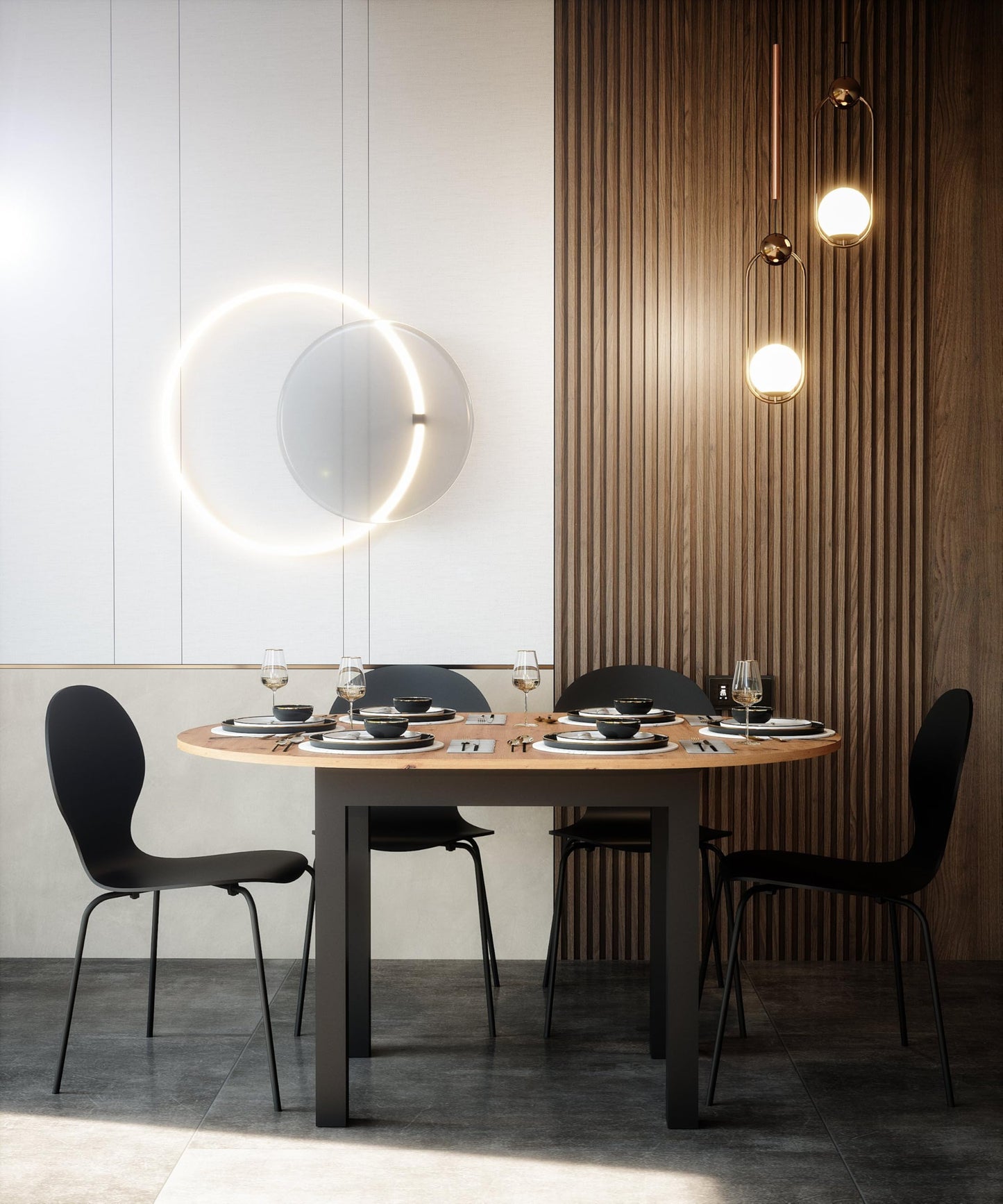 Newfurn Dining Table Wild Oak Dining Room Table Kitchen Table Dining Table II 120 x 76.5 x 70 cm (W x H x D) Extendible up to 160 cm including 40 cm Table Top Anthracite Kitchen Table Dining Table