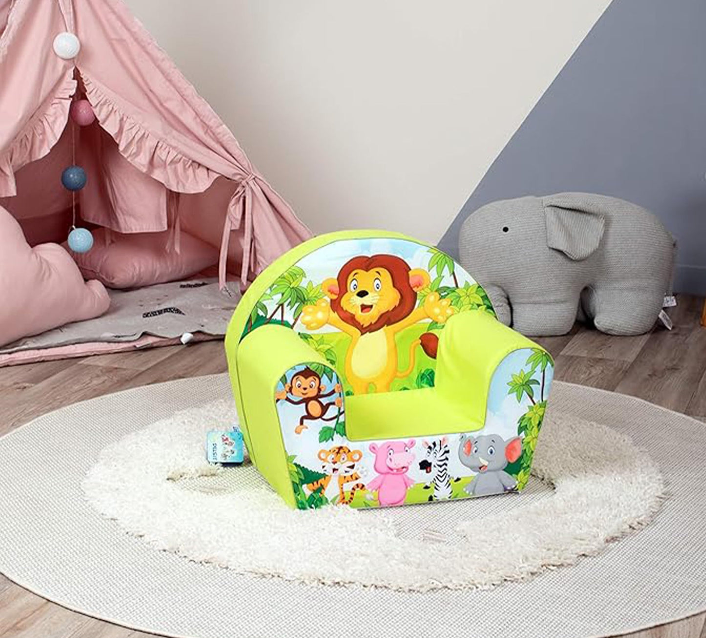Delsit Kinder Sessel mit Schaumstofffüllung - Kindersessel Mädchen und Jungen Babysessel mit Abnehmbarem Bezug - Sessel für Kinder - Kindermöbel - 9 Monate bis 4 Jahre - DT8-17123
