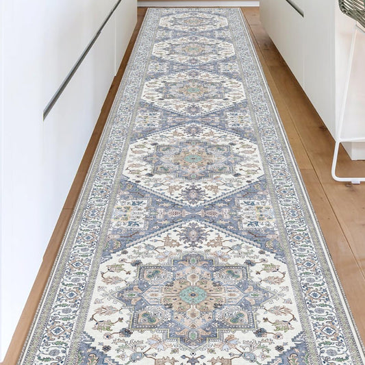 OPPODREAM Soft Area Rugs 4x6, Low-Pile Washable Rugs 4x6 with Non Slip Backing, Faux Cashmere 4 x 6 Throw Carpet, Purple