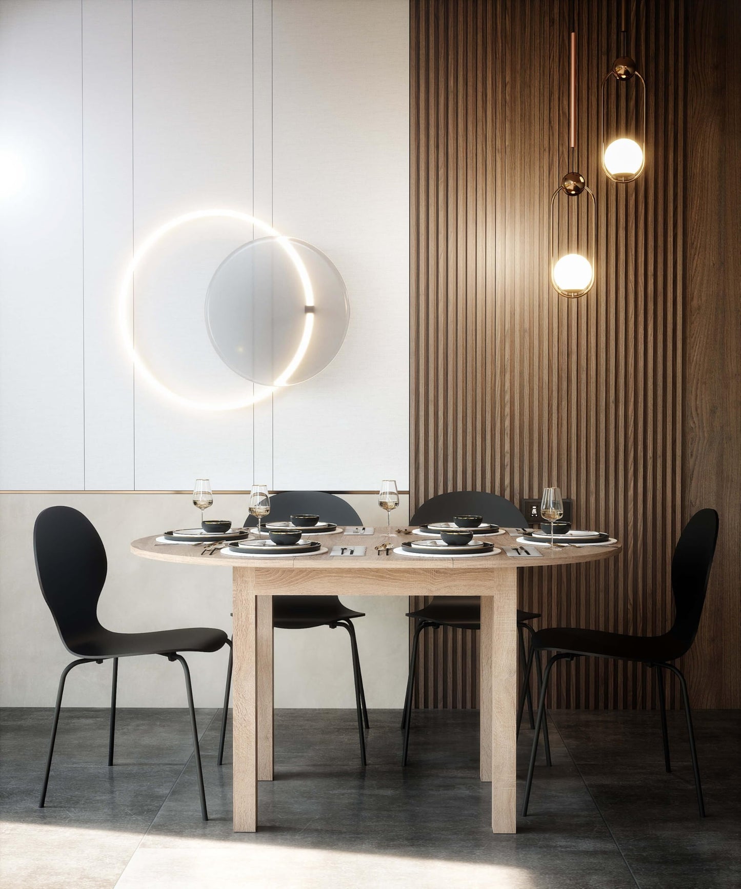 Newfurn Dining Table Wild Oak Dining Room Table Kitchen Table Dining Table II 120 x 76.5 x 70 cm (W x H x D) Extendible up to 160 cm including 40 cm Table Top Anthracite Kitchen Table Dining Table
