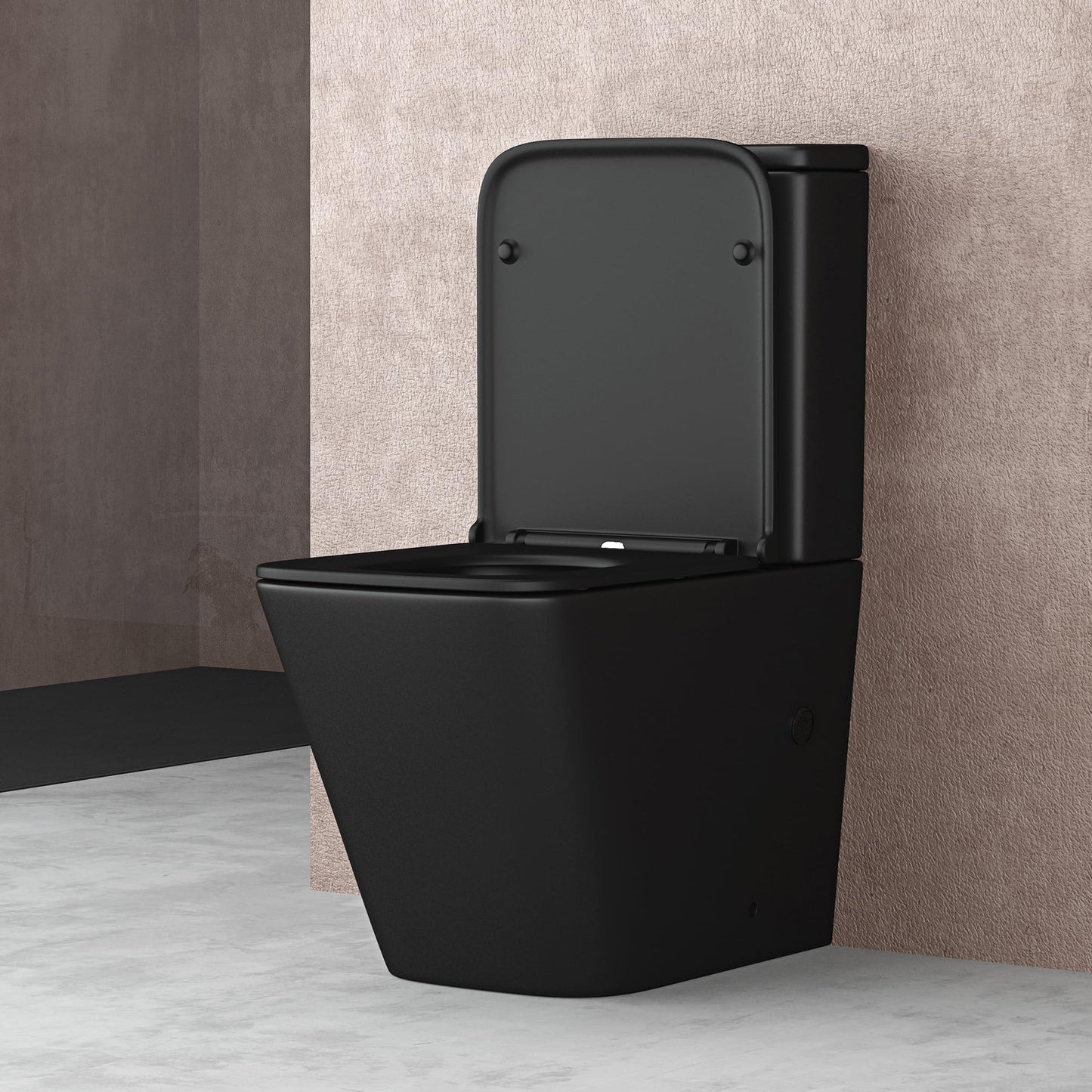 doporro Stand-WC mit Spülkasten komplett S112T schwarz matt inkl. Softclose Absenkautomatik 36x63x82cm Stand-Toilette schwarz matt spülrandlos