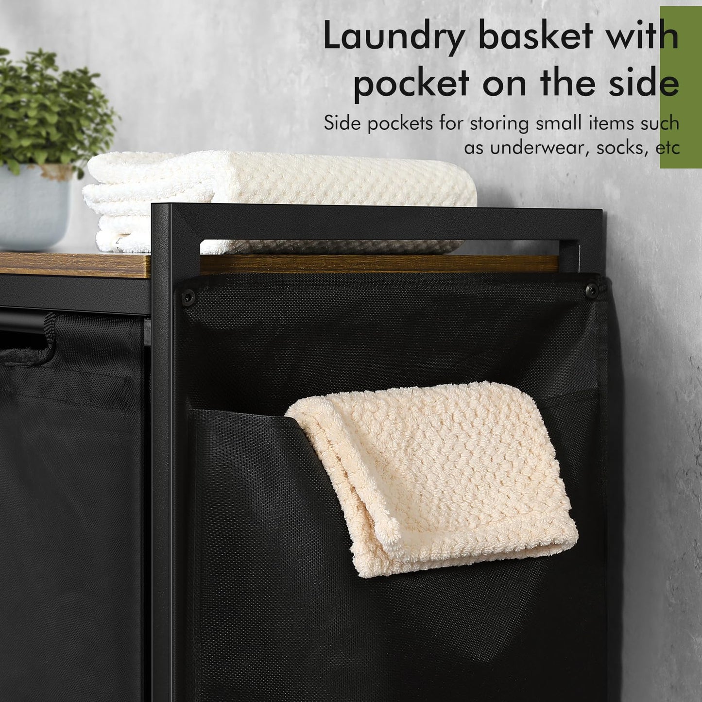 Laundry Basket, 3 Compartments, Laundry Hamper with Shelf, Total Capacity 160 L, Oxford Fabric Laundry Bag, Extendable, Removable, Laundry Box with Side Pockets and X-Shape Holder (3