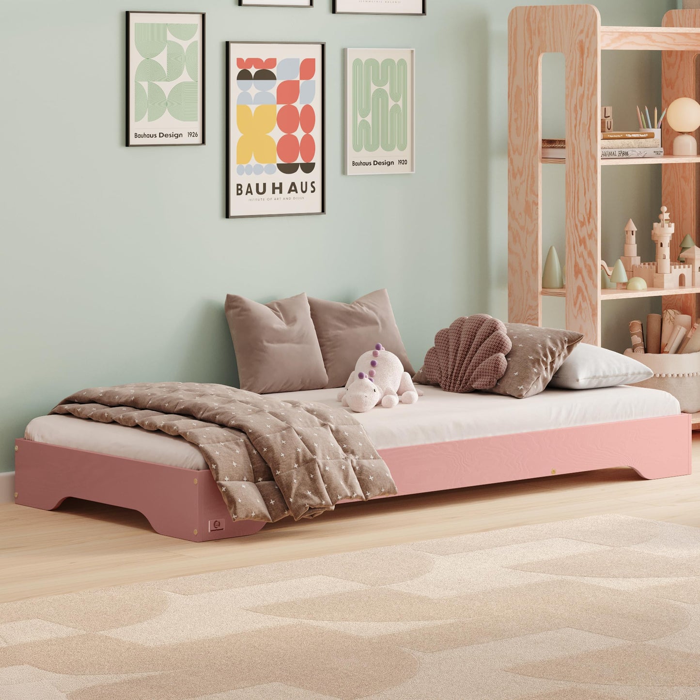 smartwood Kinderbett 90x190 Schwarz - Bodenbett aus Kiefernholz mit FSC-Zertifikat - Montessori Bett mit gebogenem Lattenrost bis zu 230 kg für Jungen und Mädchen - Einfache Montage - TILA 7