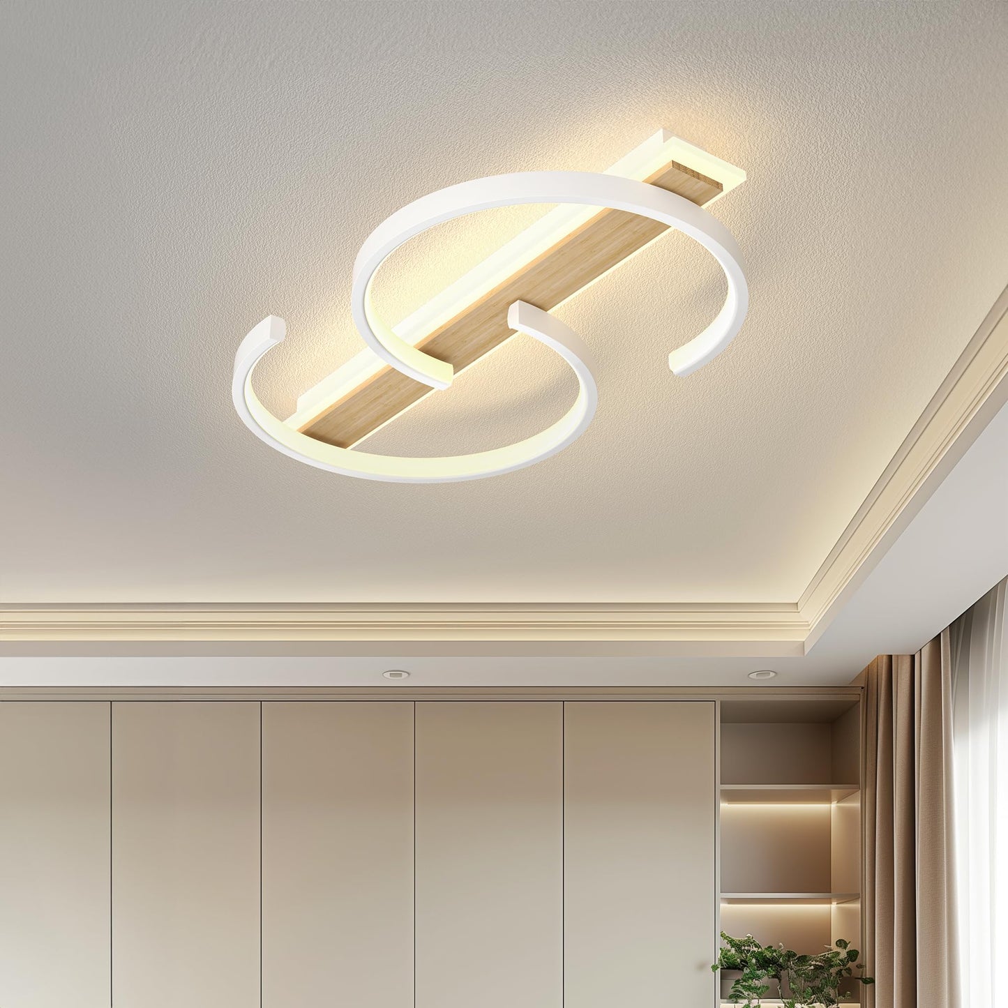 LUOLONG LED Deckenleuchte Dimmbar Deckenlampe Schwarz Wohnzimmerlampe 35W mit Fernbedienung 2-Ringen kreis Deckenleuchte Schlafzimmerlampe Arbeitzimmer Büro Modern Led deckenbeleuchtung-40cm Schwarz