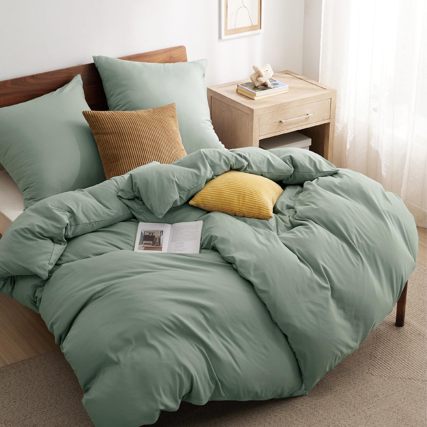 Bedsure Bed Linen 135 x 200 cm, 4-Piece Anthracite Bed Linen, 2 Duvet Covers 135 x 200 cm and 2 Pillowcases 80 x 80 cm, Oeko-Tex Bed Linen Sets, Polyester Microfibre with Zip